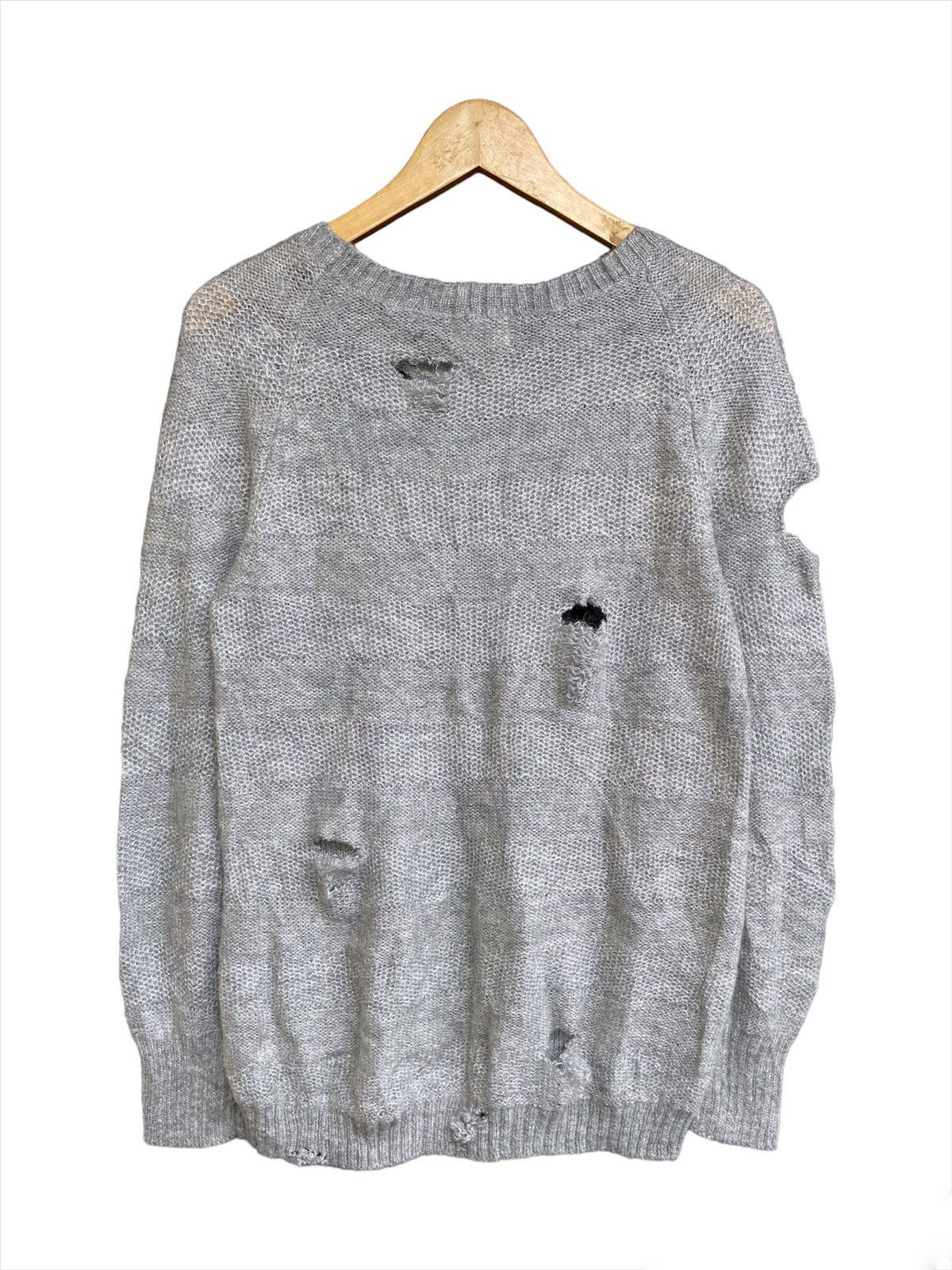 20471120 × Beauty Beast × Hysteric Glamour Japanese Mohair Blend Disstressed Grunge Stripe Knit Sweater Size US S / EU 44-46 / 1 - 3 Thumbnail