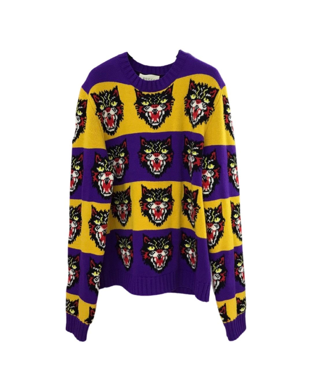 Image of Gucci Cat Tiger Lakers Colorway Sweater in Purple, Men's (Size XL)