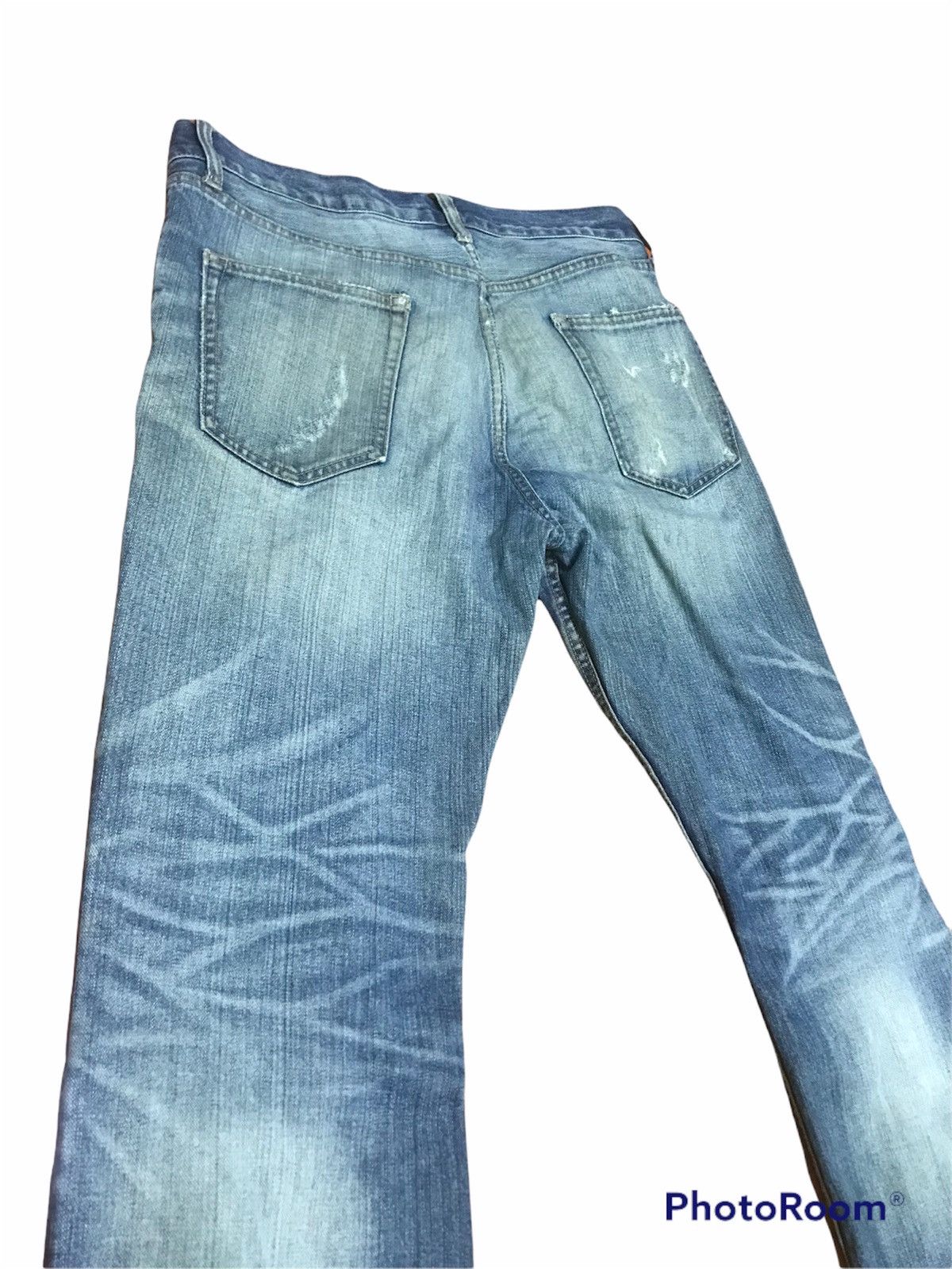 Japanese Brand “Vintage Distressed Flare Jeans – Faded Blue Ripped Denim” Size US 33 - 4 Thumbnail