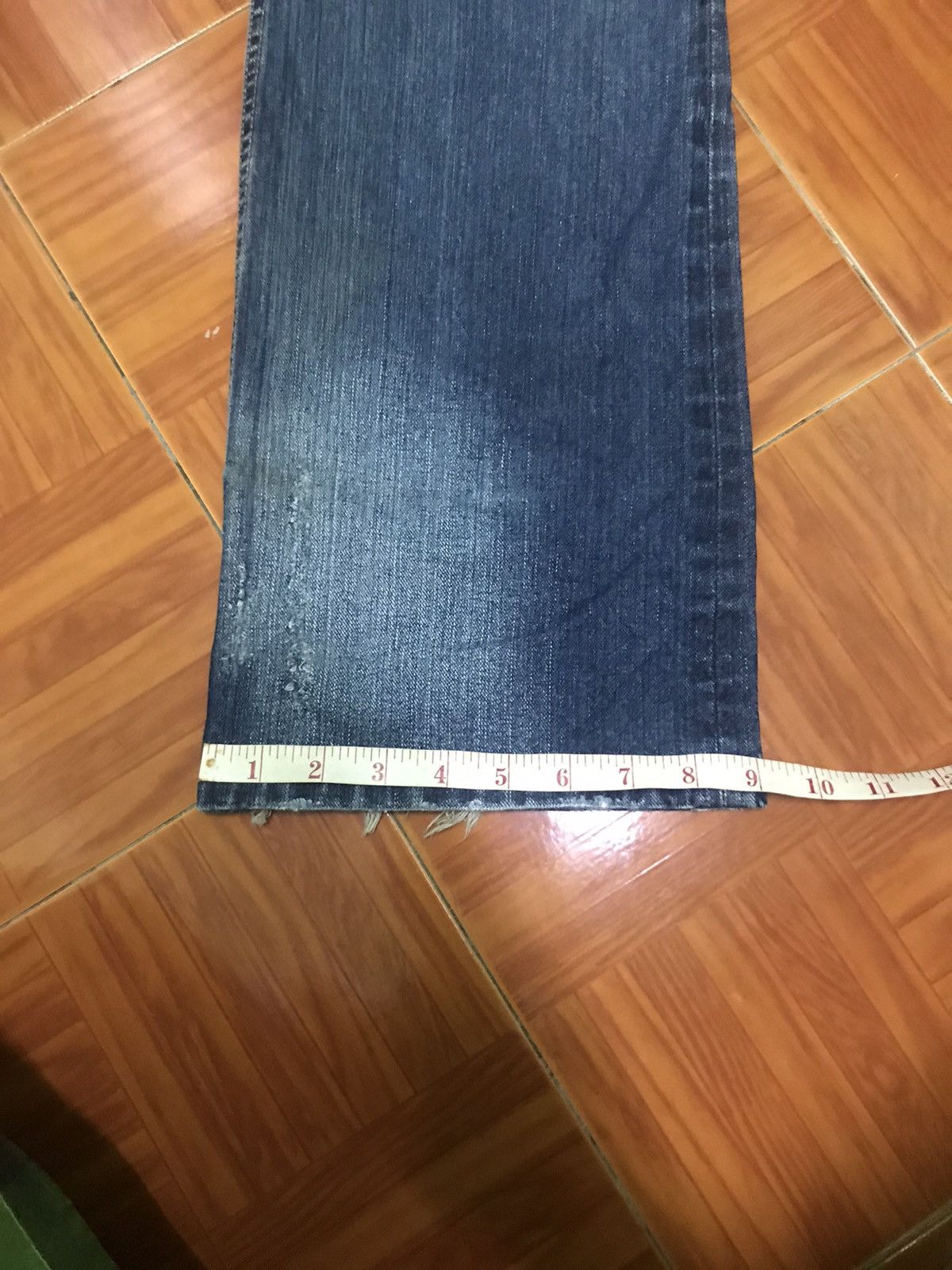 Japanese Brand “Vintage Distressed Flare Jeans – Faded Blue Ripped Denim” Size US 33 - 14 Thumbnail