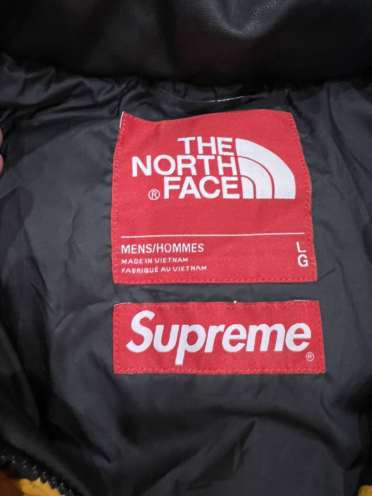 Supreme × The North Face Yellow leather nuptse puffer jacket Size US L / EU 52-54 / 3 - 5 Thumbnail