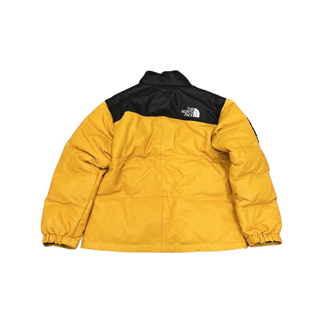 Supreme the north face leather nuptse jacket yellow clearance