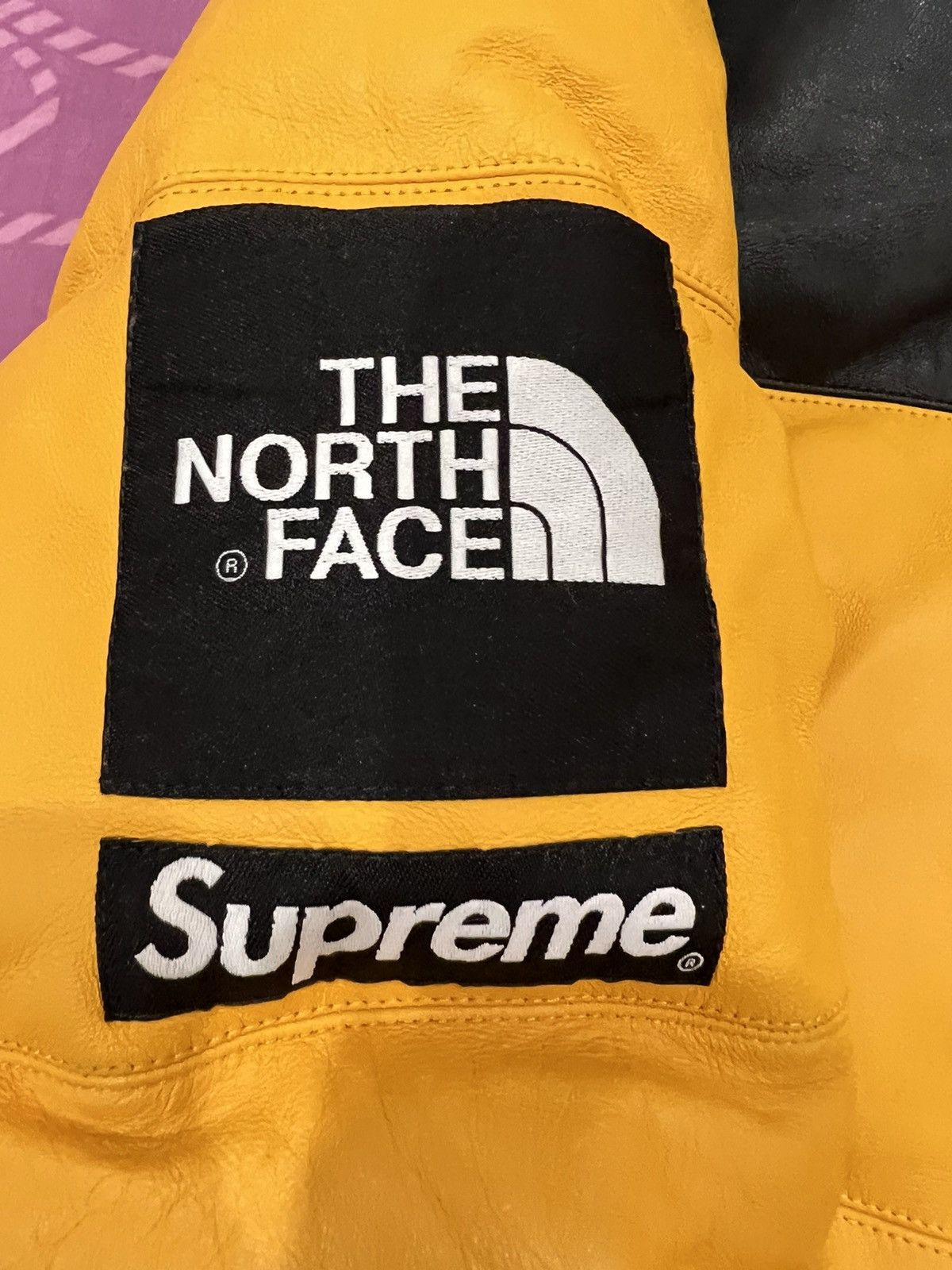 Supreme × The North Face Yellow leather nuptse puffer jacket Size US L / EU 52-54 / 3 - 4 Thumbnail