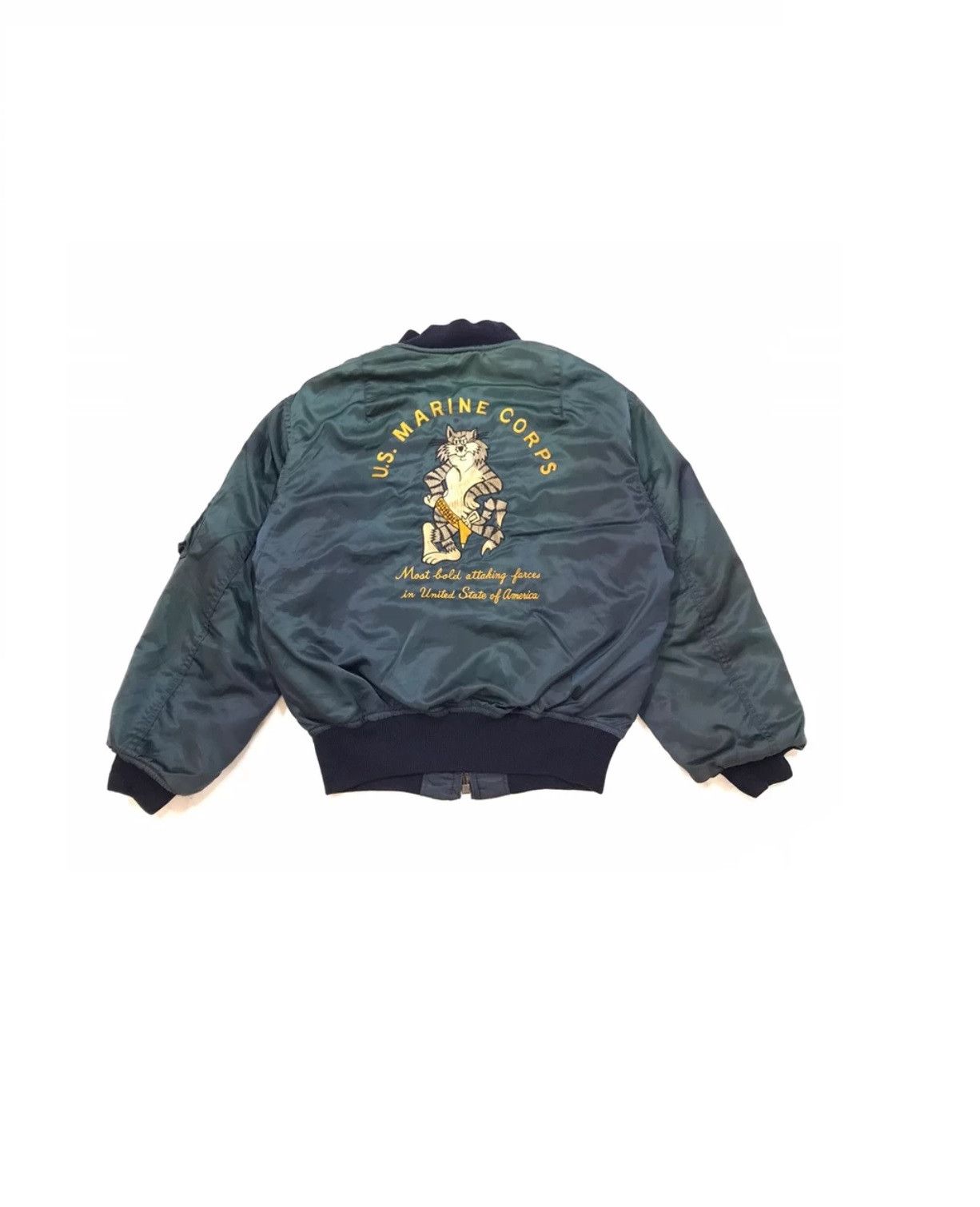 Japanese Brand VINTAGE HOUSTON BOMBER JACKET METALLIC GREEN US MARINE Size US M / EU 48-50 / 2 - 1 Thumbnail