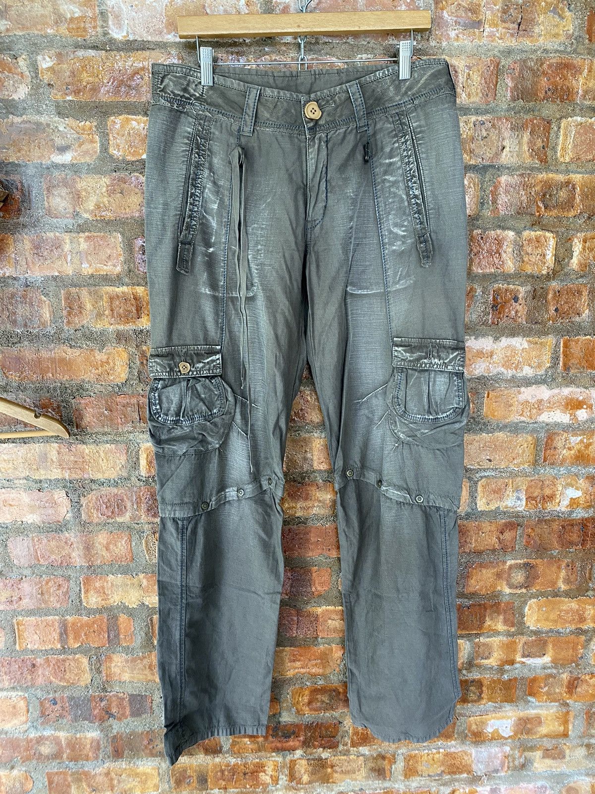 Marithe + Francois Girbaud Vtg MFG Wash Bondage multipocket cargos removeabe leg Size US 34 / EU 50 - 3 Thumbnail