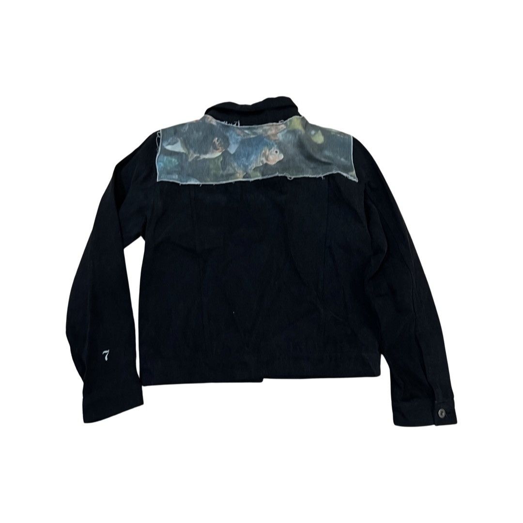 image of Gianni Mora x Helder Vices Sample Hand Painted Denim Jacket in Black, Men's (Size Large)