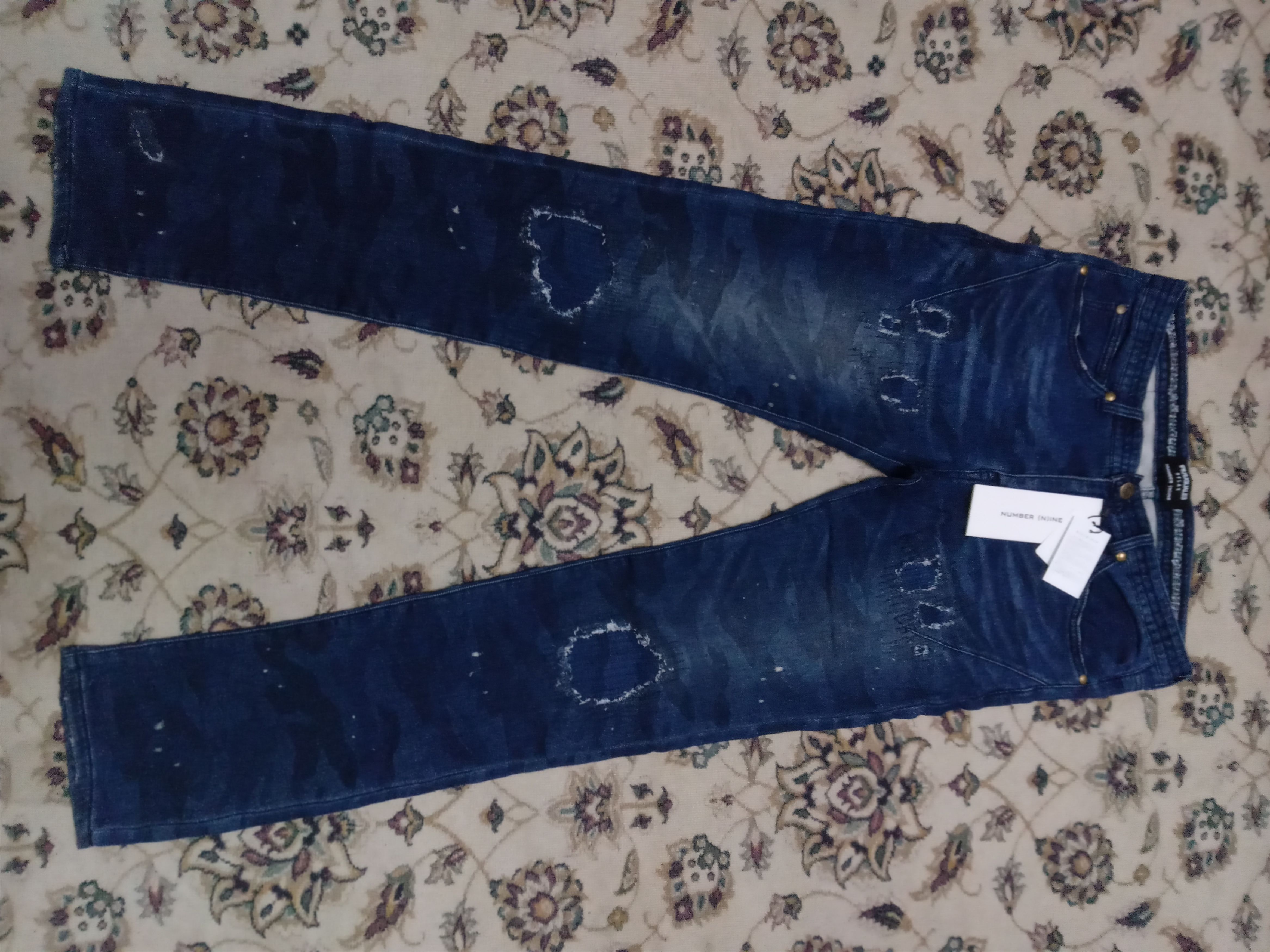 image of Archival Clothing x Number N Ine Number Nine Distressed Not Skinny..straight Leg Denim Bape in Blue