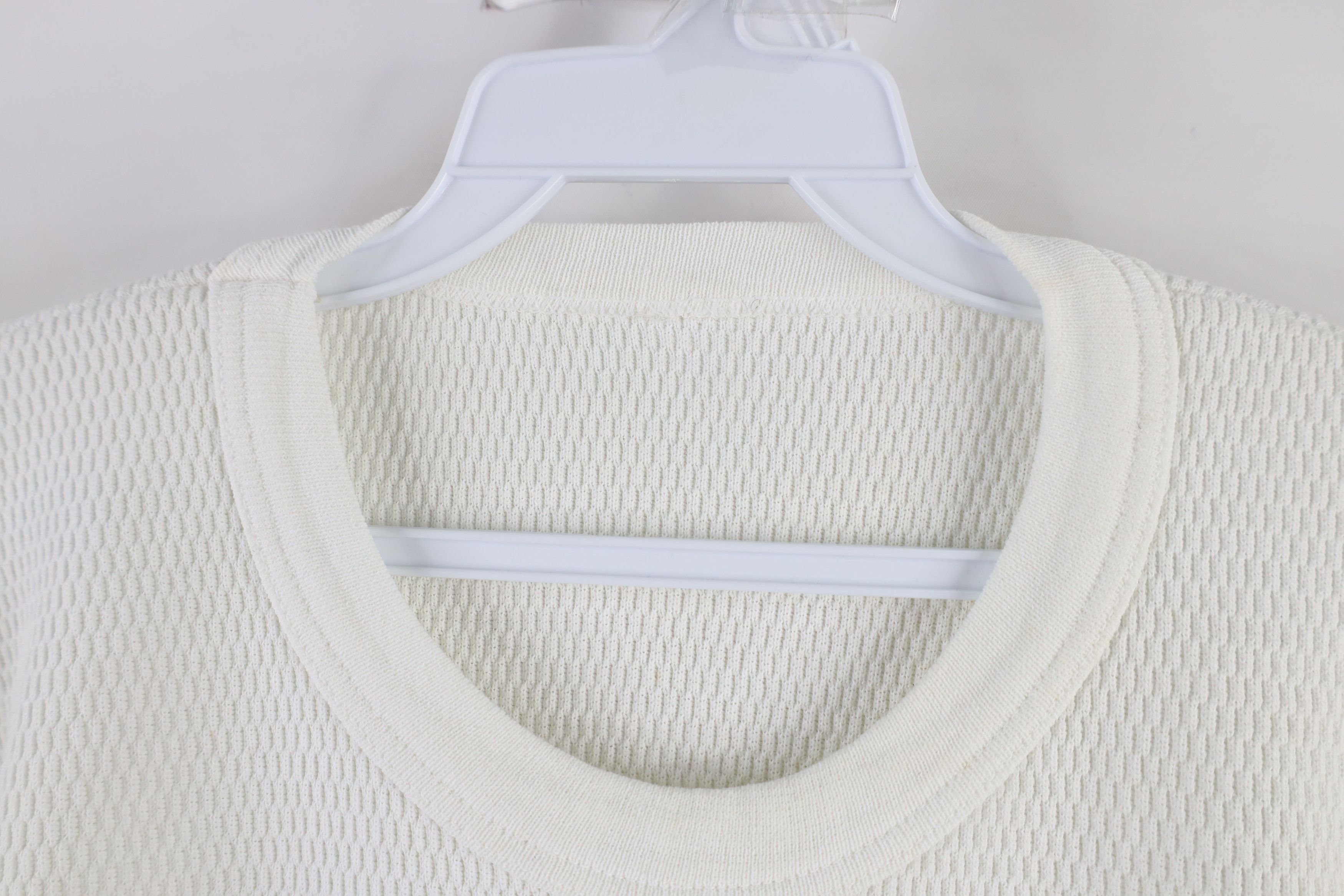 Vintage Vintage 70s Streetwear Waffle Knit Long Sleeve T-Shirt White Size US L / EU 52-54 / 3 - 4 Thumbnail