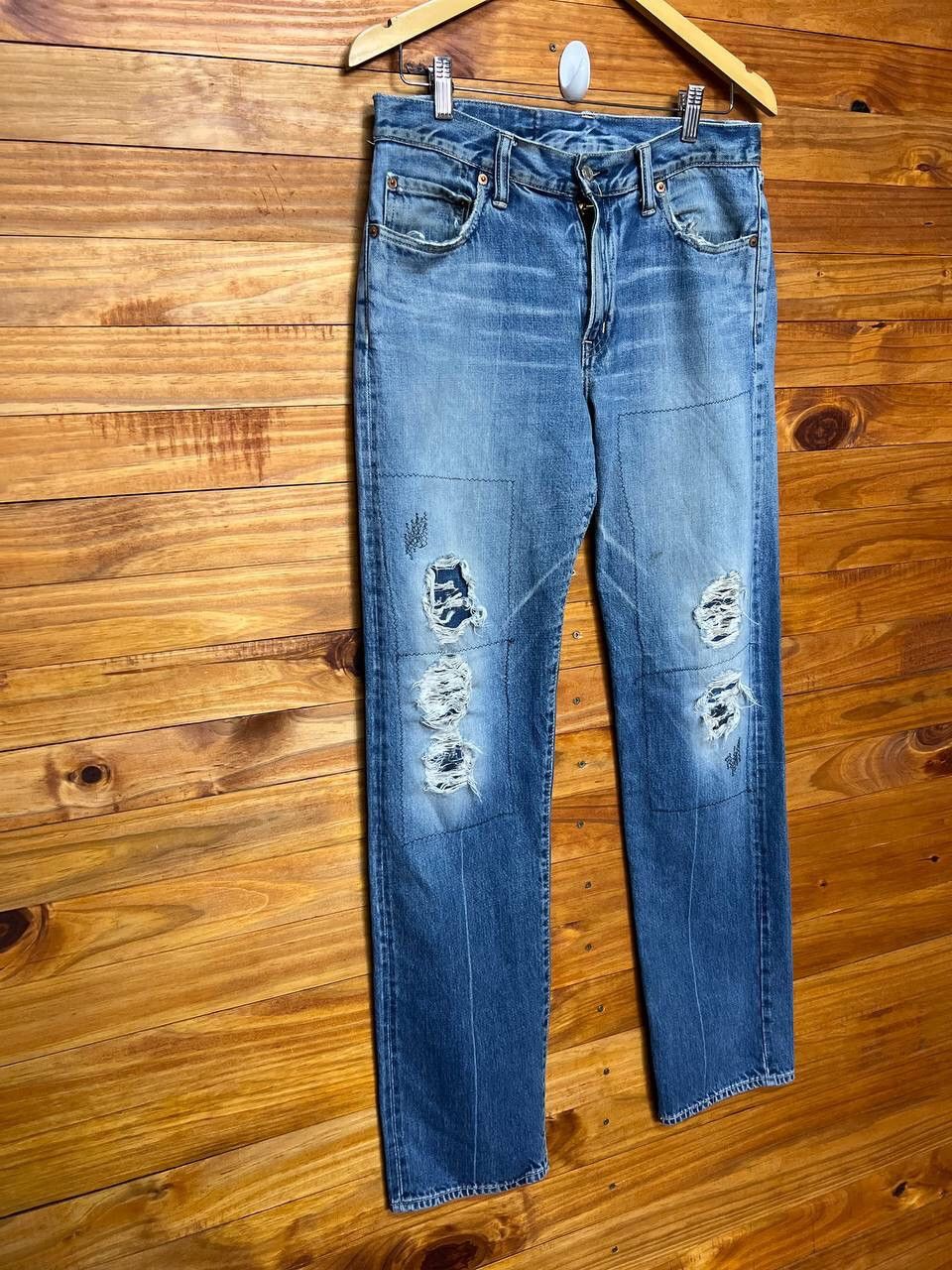 Blue Blue Japan VINTAGE BLUE BLUE JAPAN SLEVEDGE DISTRESS DENIM JEANS Size US 32 / EU 48 - 2 Thumbnail