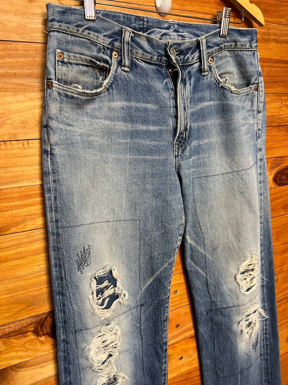 Blue Blue Japan VINTAGE BLUE BLUE JAPAN SLEVEDGE DISTRESS DENIM JEANS Size US 32 / EU 48 - 4 Thumbnail