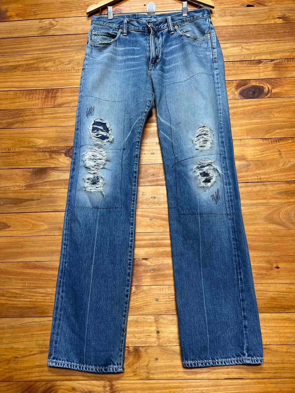 Blue Blue Japan VINTAGE BLUE BLUE JAPAN SLEVEDGE DISTRESS DENIM JEANS Size US 32 / EU 48 - 5 Thumbnail