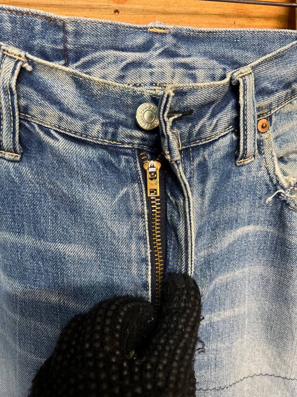 Blue Blue Japan VINTAGE BLUE BLUE JAPAN SLEVEDGE DISTRESS DENIM JEANS Size US 32 / EU 48 - 15 Thumbnail