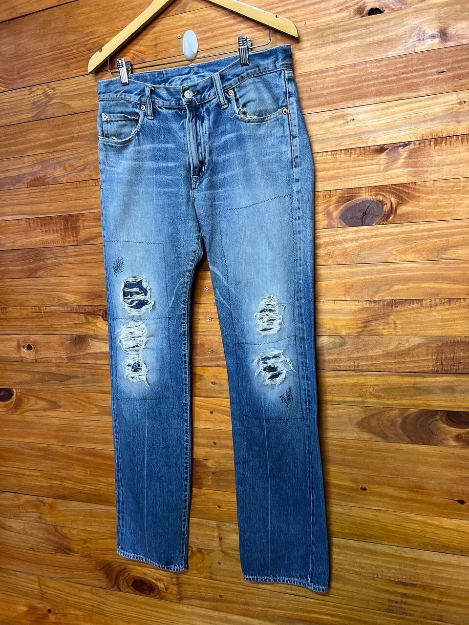 Blue Blue Japan VINTAGE BLUE BLUE JAPAN SLEVEDGE DISTRESS DENIM JEANS Size US 32 / EU 48 - 3 Thumbnail