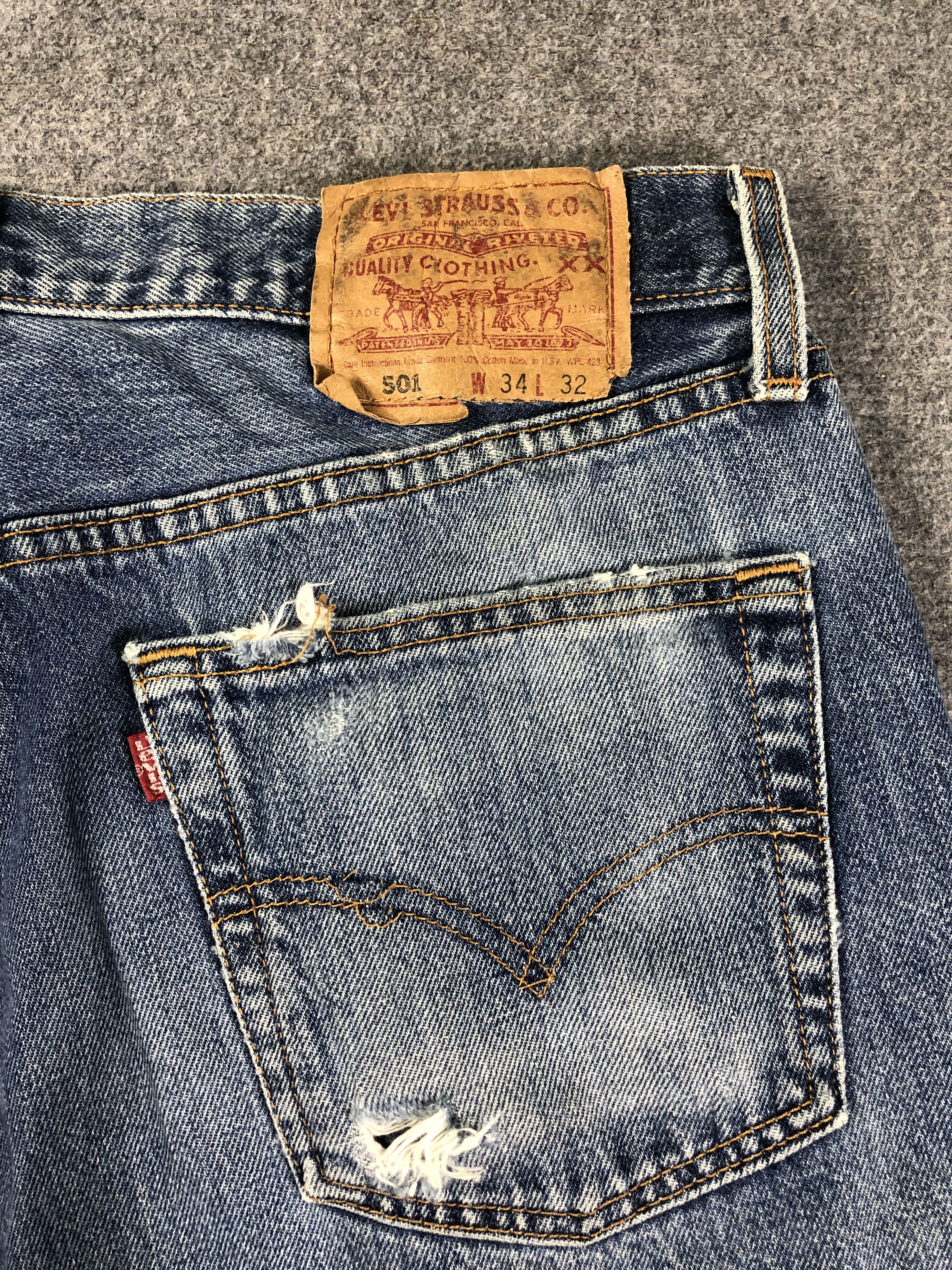 Levi's Wasg Blue Levis 501 Denim Jeans 34x29.5 Size US 34 / EU 50 - 11 Thumbnail
