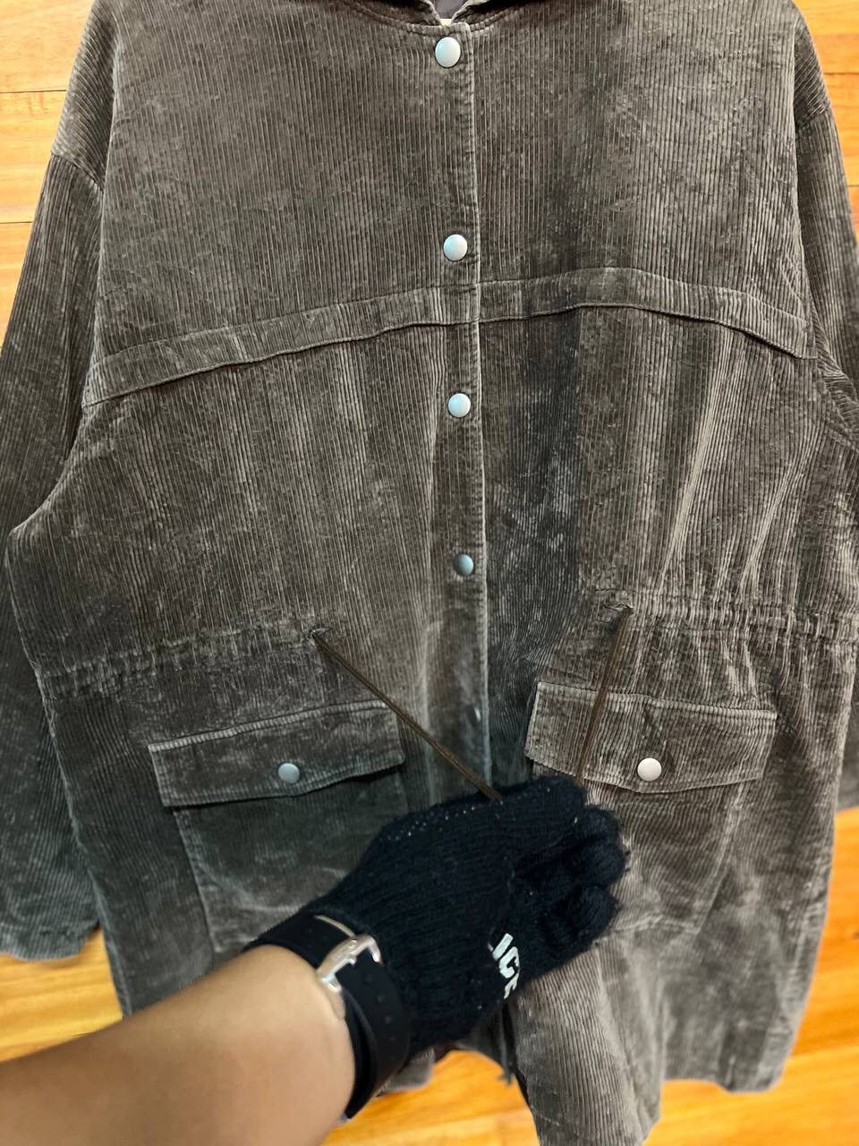 Japanese Brand STEAL🔥 CORDUROY SNAP BUTTON HOODIE JACKET Size US L / EU 52-54 / 3 - 5 Thumbnail
