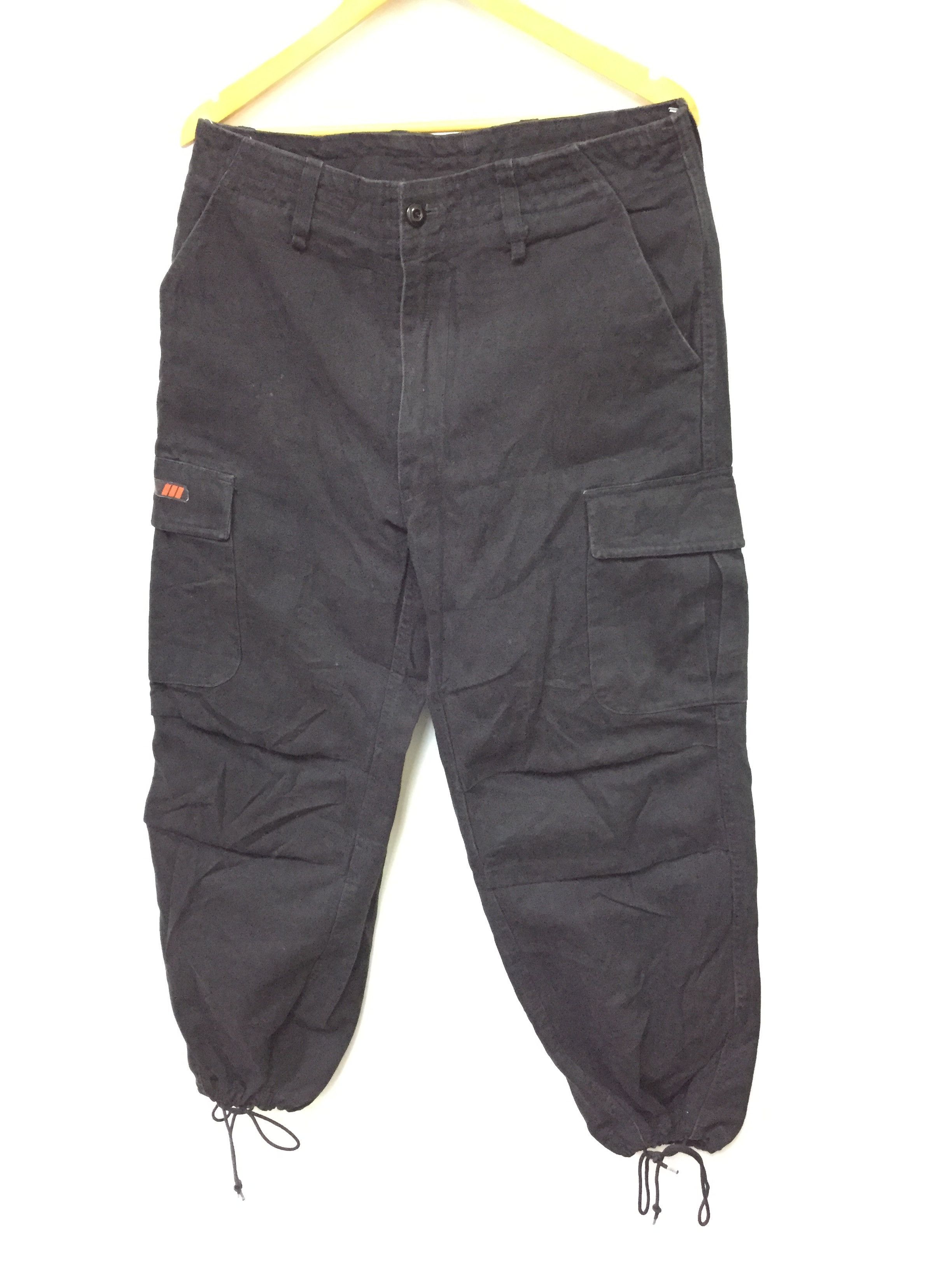 image of Wtaps 2001 Tactical Heavy Canvas Cargo Drawstring Hem Pants in Black, Men's (Size 33)