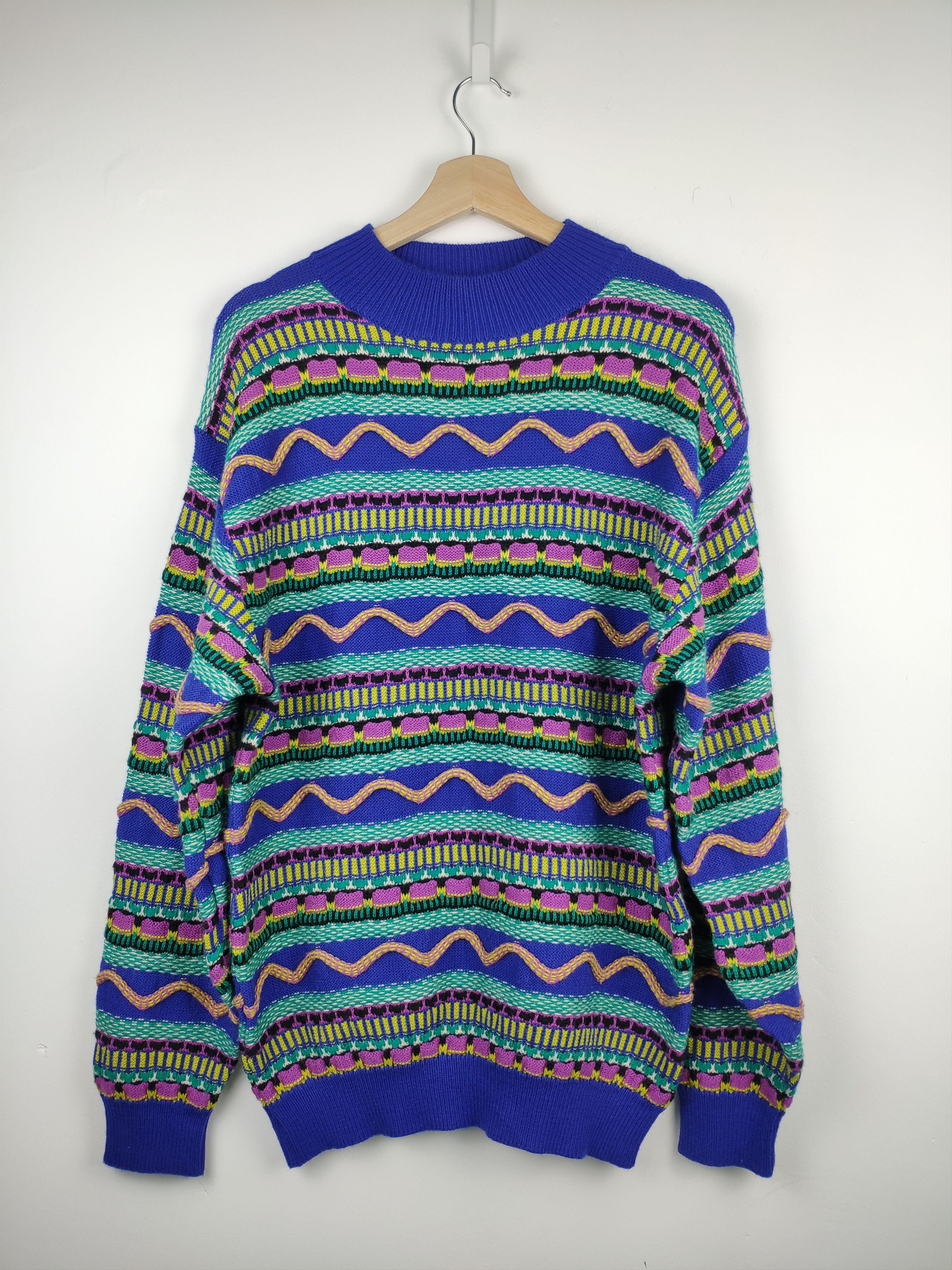 Aran Isles Knitwear × Japanese Brand × Vintage Vintage Wool Knit Sweater Coogi Style Colour Cable Knit Size US M / EU 48-50 / 2 - 1 Thumbnail