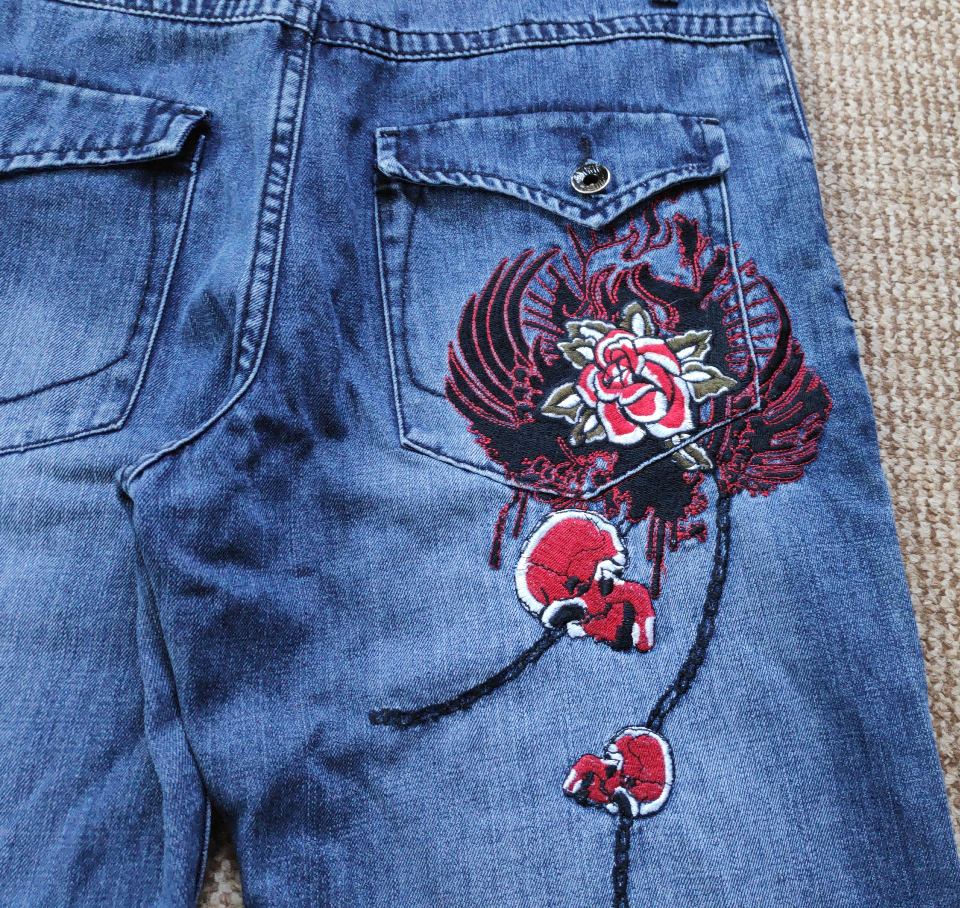 Vintage y2k 96North Biker Denim Jeans Skull Print wide size W36 L34 Size US 36 / EU 52 - 7 Thumbnail