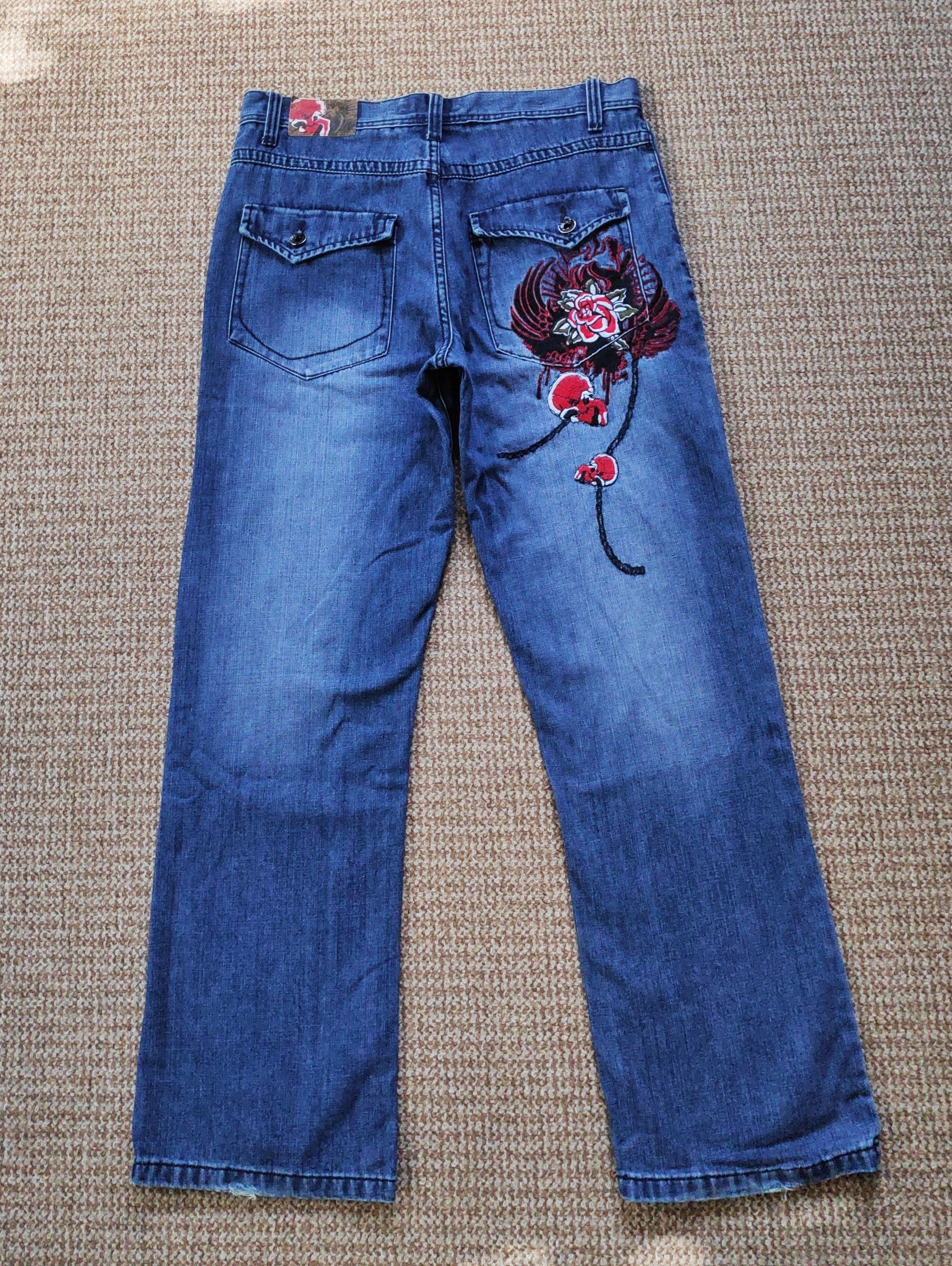 Vintage y2k 96North Biker Denim Jeans Skull Print wide size W36 L34 Size US 36 / EU 52 - 2 Thumbnail