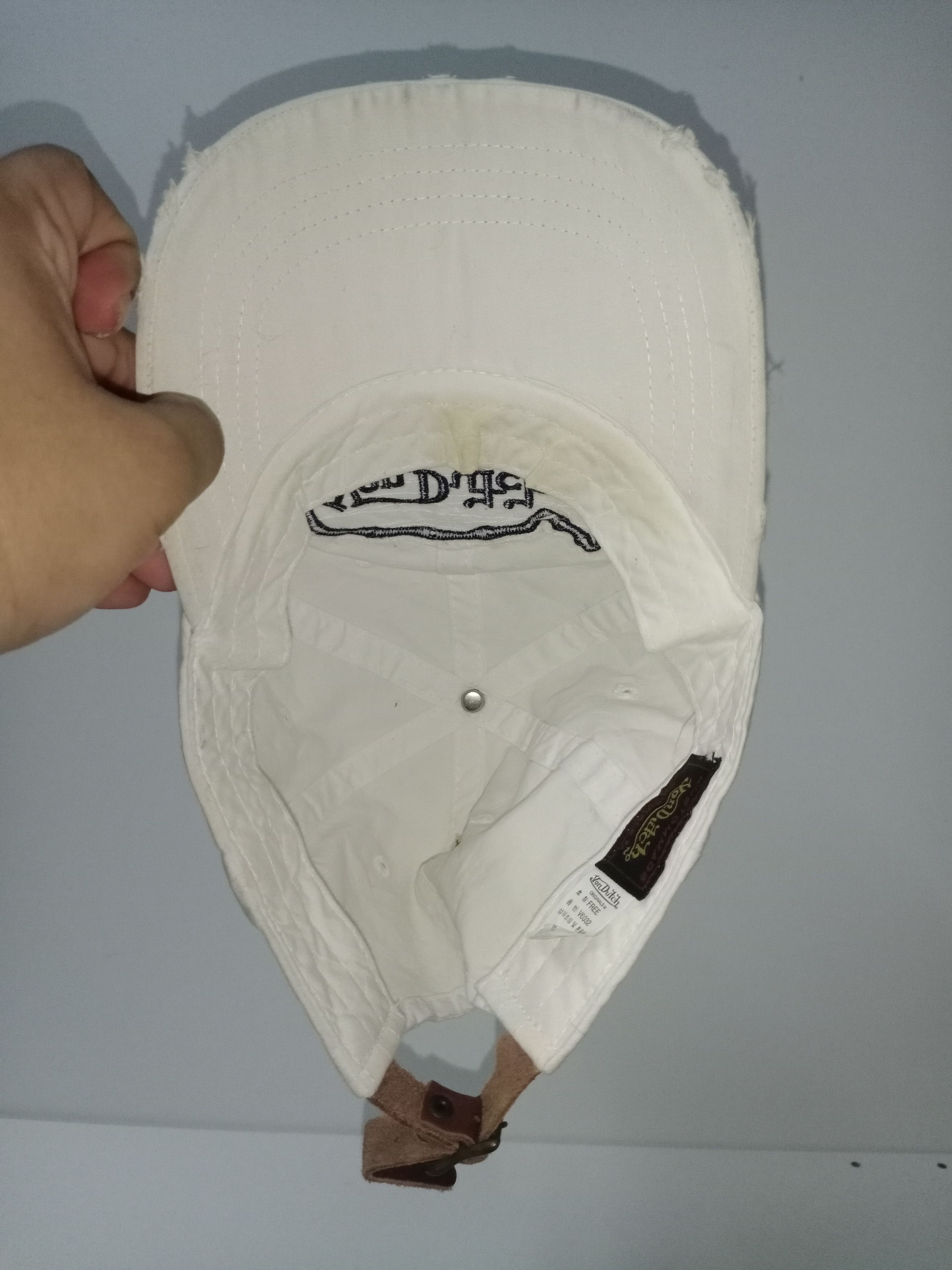 Designer × Von Dutch All White Ripped Von Dutch Leather Adjustable Size ONE SIZE - 4 Thumbnail