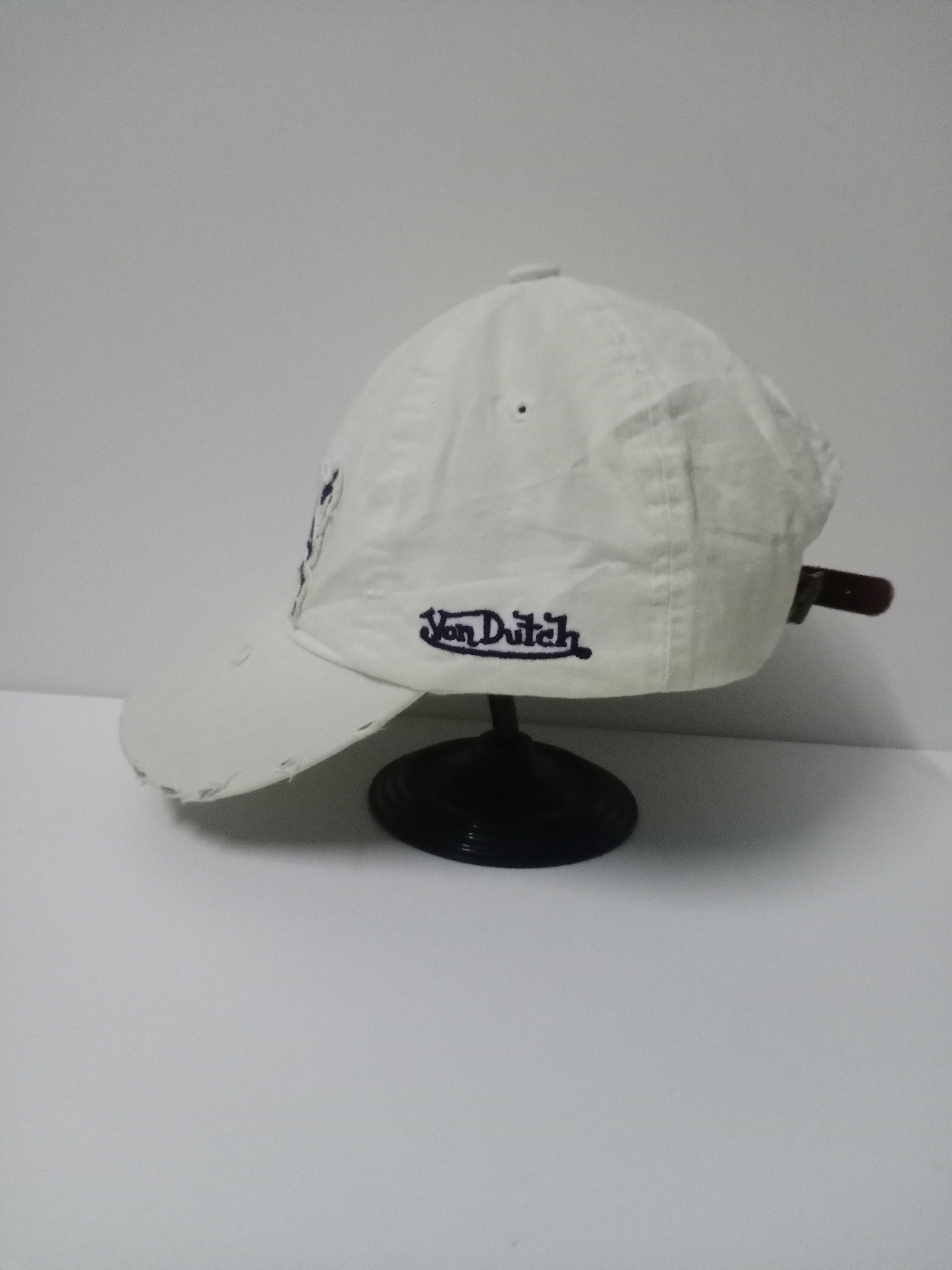 Designer × Von Dutch All White Ripped Von Dutch Leather Adjustable Size ONE SIZE - 2 Thumbnail