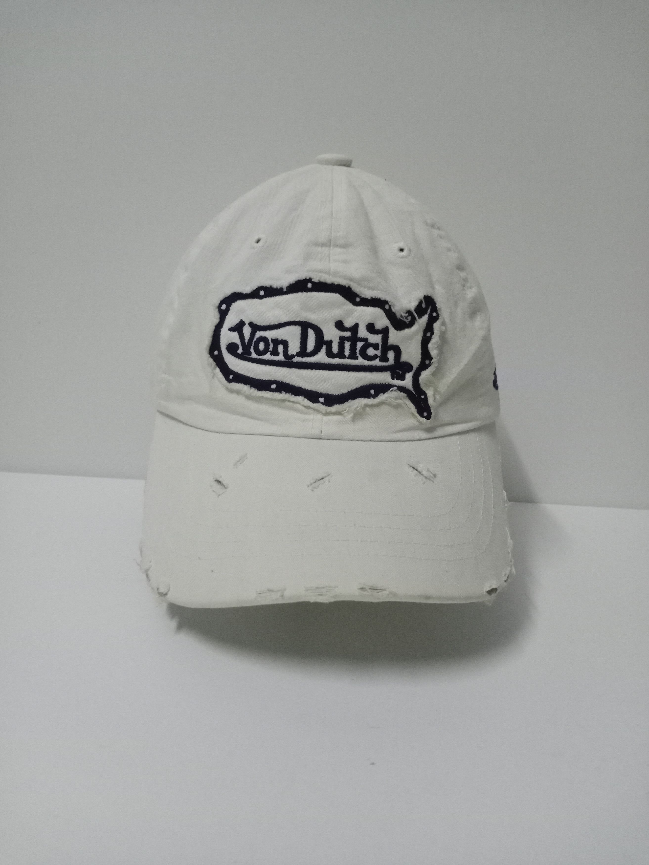 Designer × Von Dutch All White Ripped Von Dutch Leather Adjustable Size ONE SIZE - 1 Thumbnail
