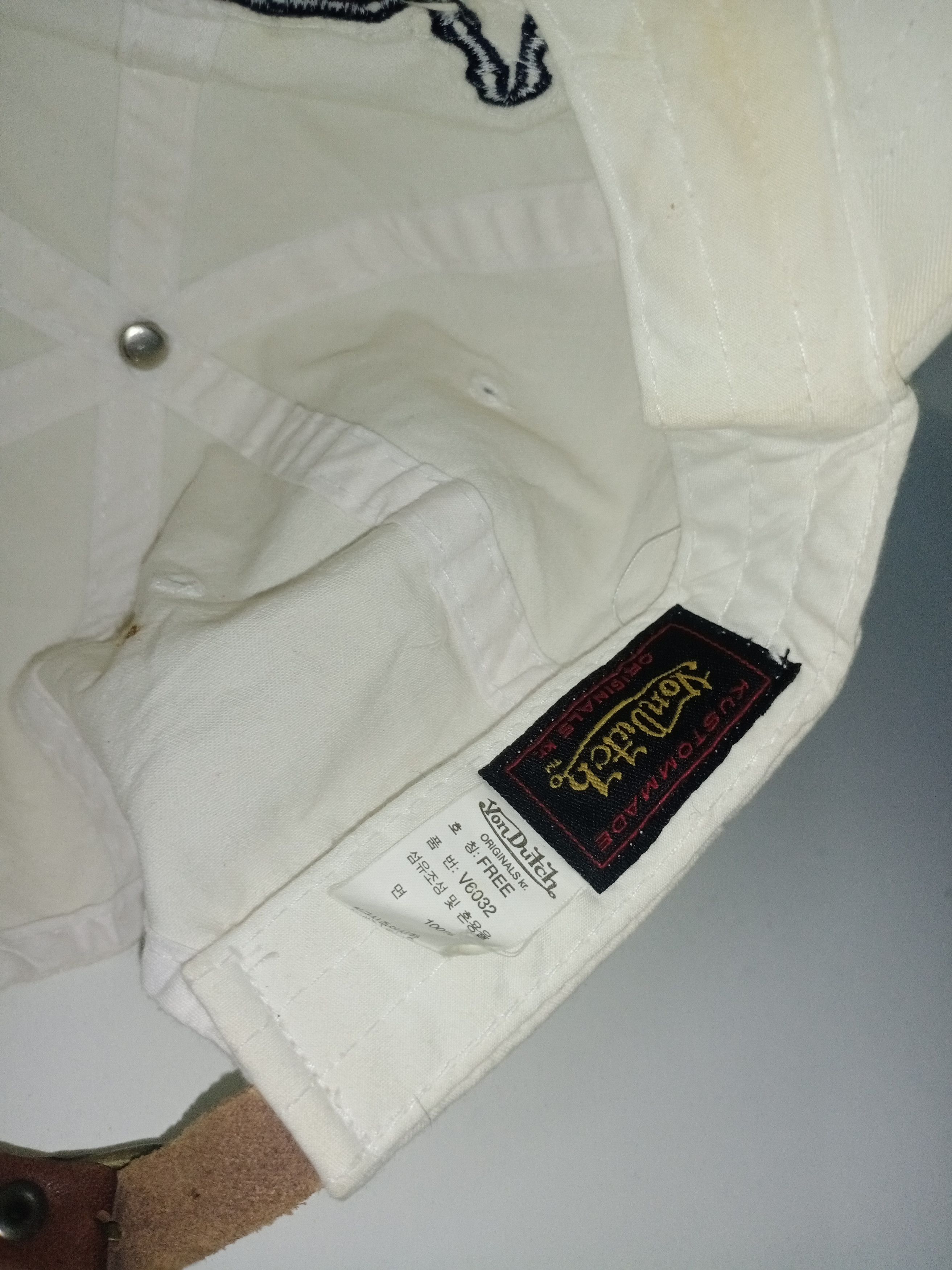 Designer × Von Dutch All White Ripped Von Dutch Leather Adjustable Size ONE SIZE - 5 Thumbnail