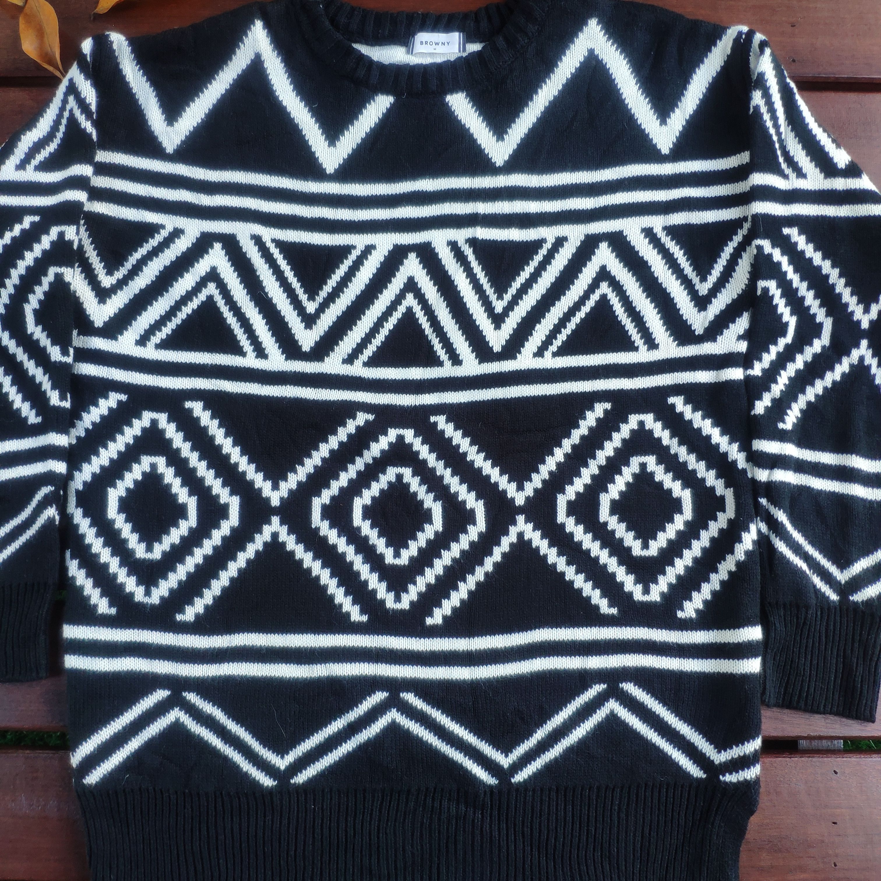 Aran Isles Knitwear × Japanese Brand × Vintage Vintage Knit Sweater Native Style by Browny Size US M / EU 48-50 / 2 - 2 Thumbnail