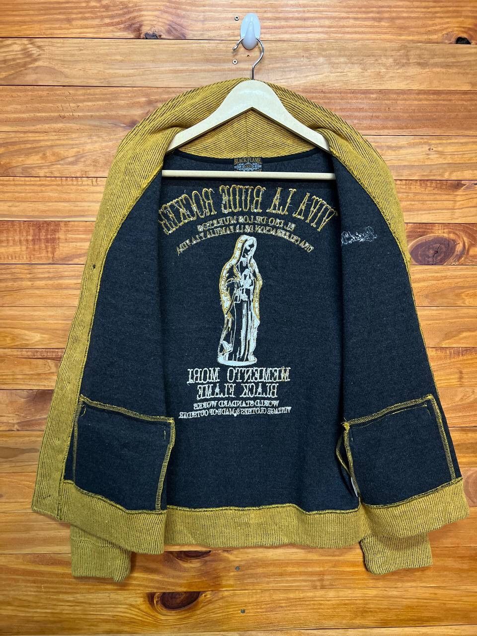 Vintage BLACK FLAME VIVA LA RUDE ROCKER KNITTED JACKET Size US S / EU 44-46 / 1 - 6 Thumbnail
