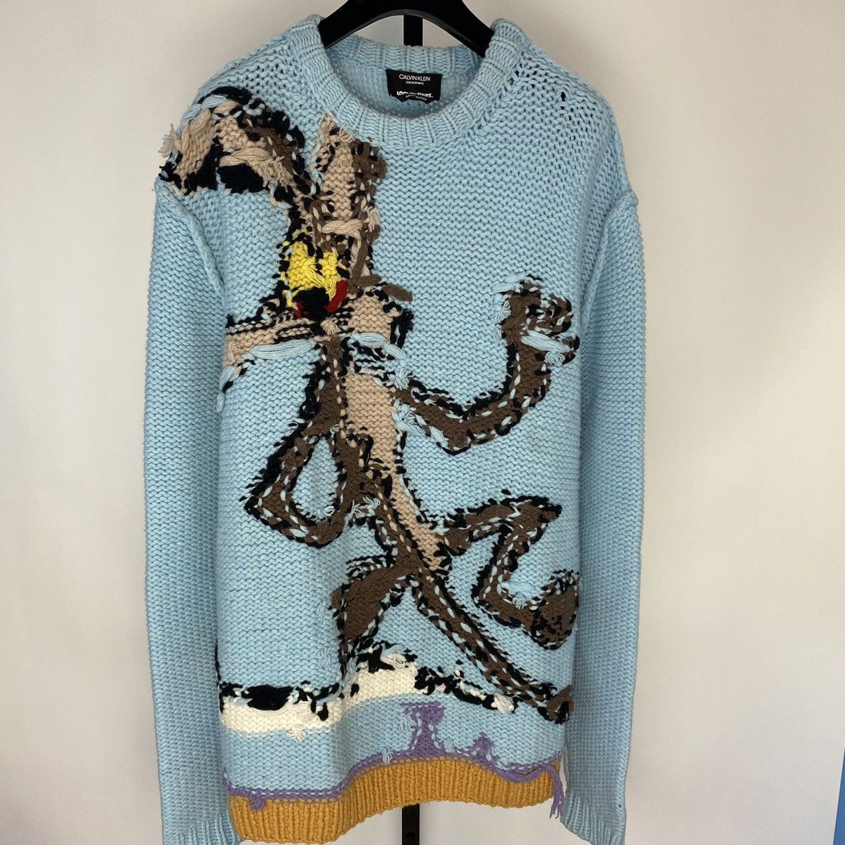 image of Calvin Klein 205W39Nyc Looney Tunes Roadrunner Knit Sweater in Blue, Men's (Size XS)