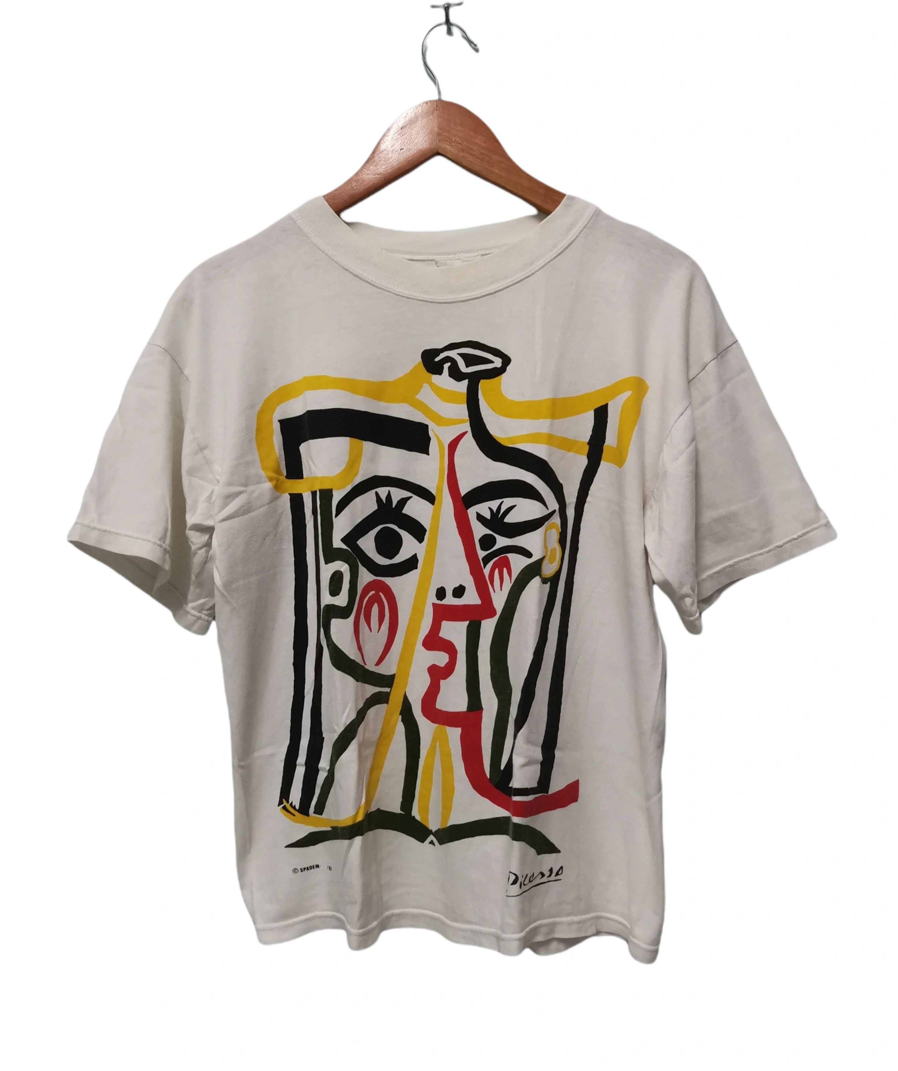image of Vintage Picasso Art Graffiti Tee Artis Designer in White, Men's (Size Medium)
