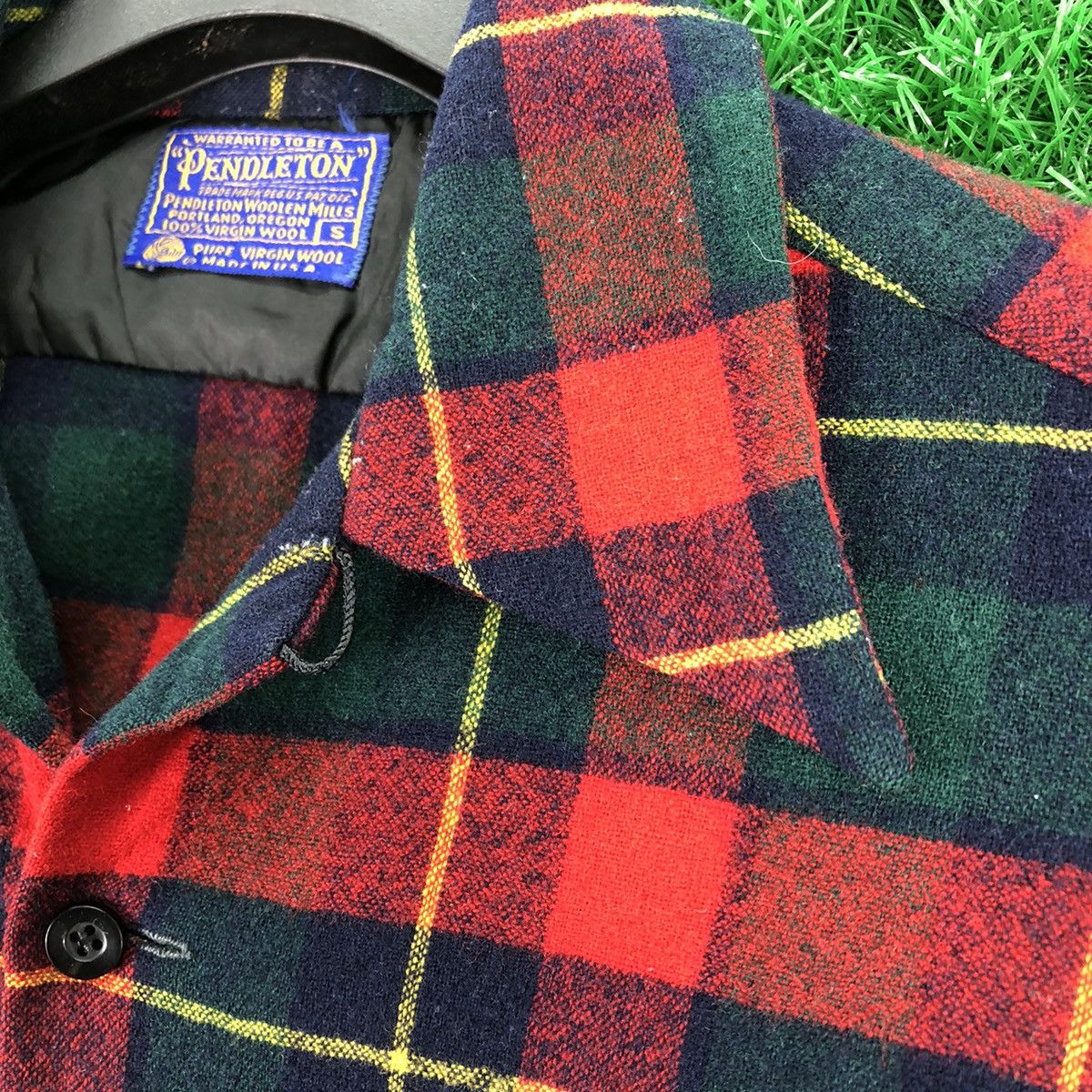 Vintage 50s Pendleton Wool Flannel Flap Pocket Loop Collar