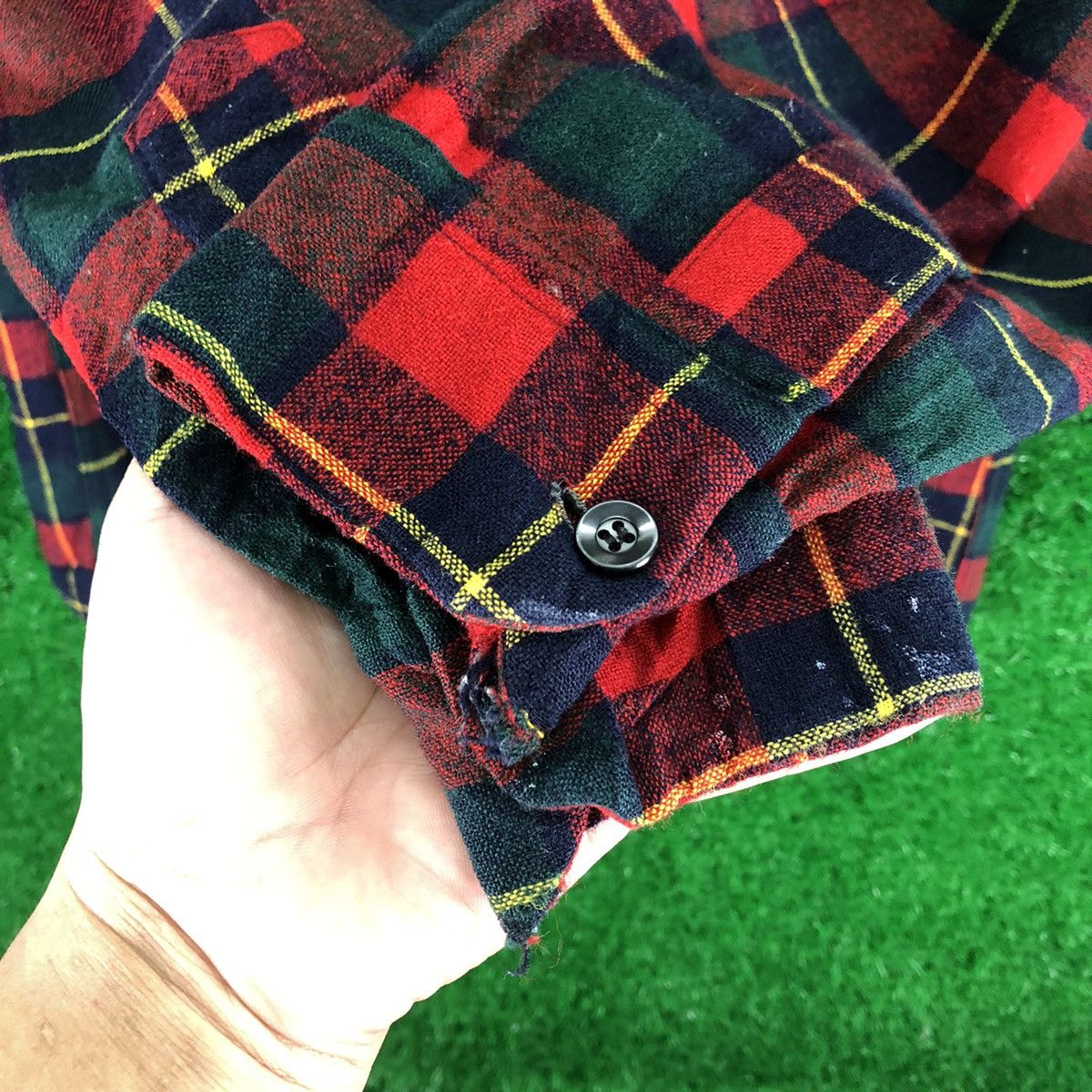 Vintage 50s Pendleton Wool Flannel Flap Pocket Loop Collar