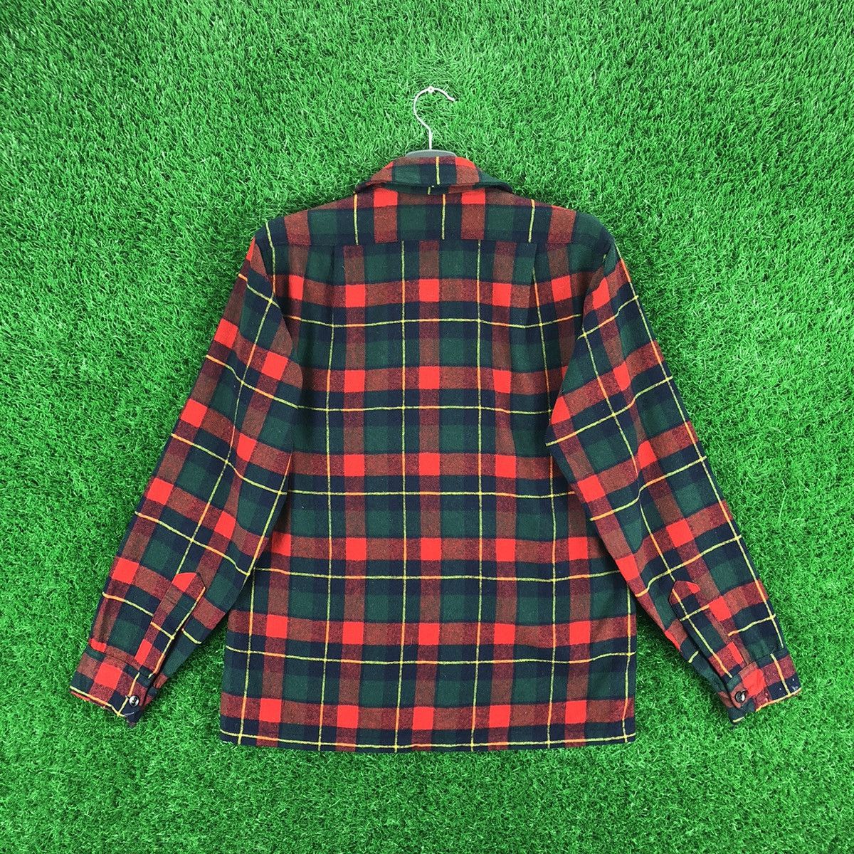 Vintage 50s Pendleton Wool Flannel Flap Pocket Loop Collar