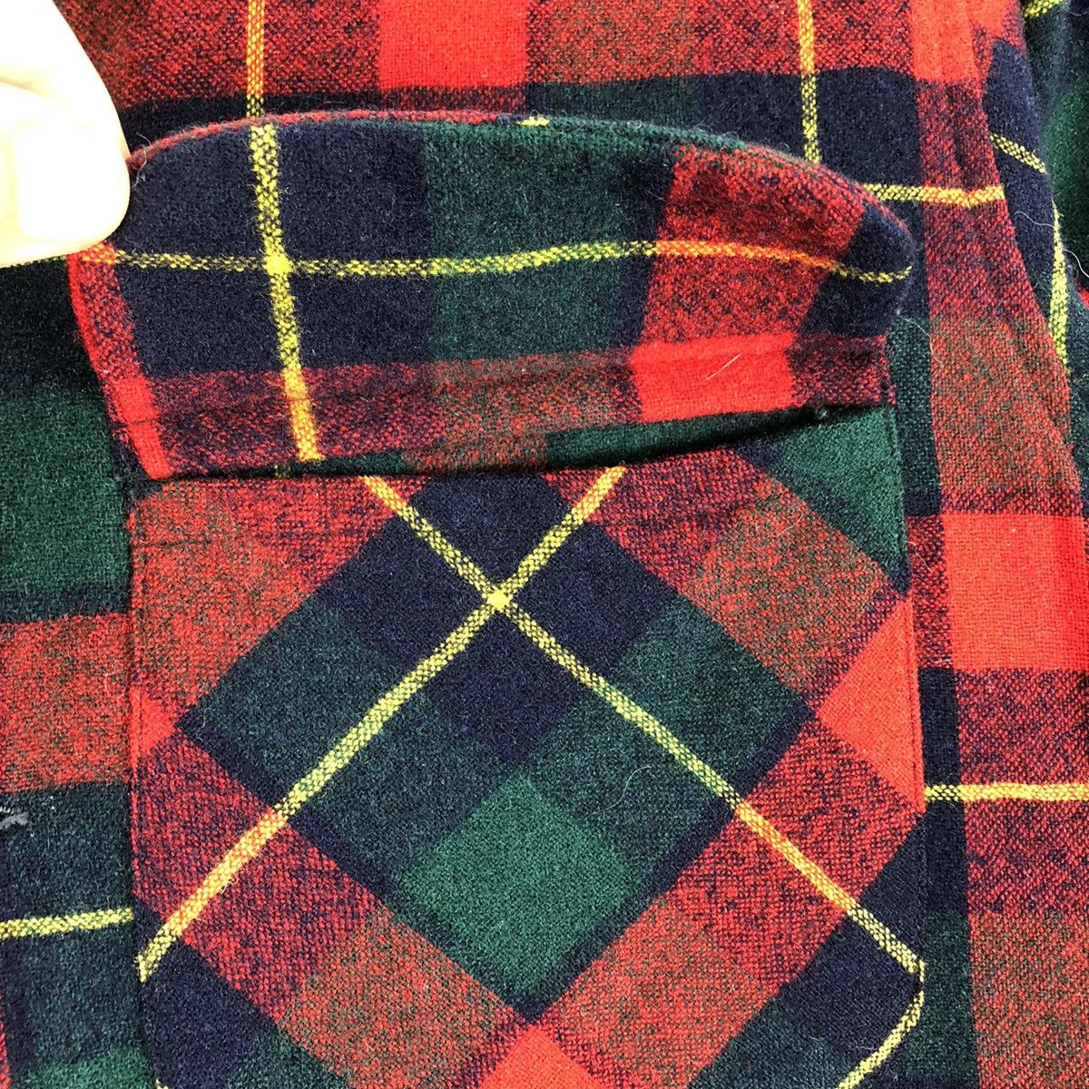Vintage 50s Pendleton Wool Flannel Flap Pocket Loop Collar