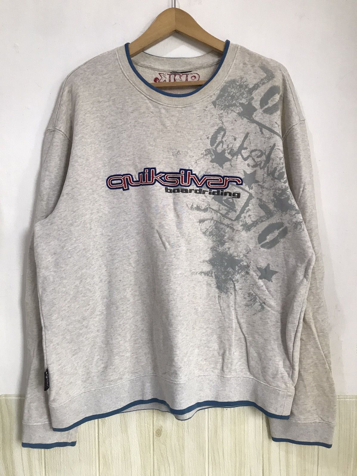 image of Jnco x Quiksilver Surf Quicksilver Old Logo Sweatshirt in Grey, Men's (Size XL)