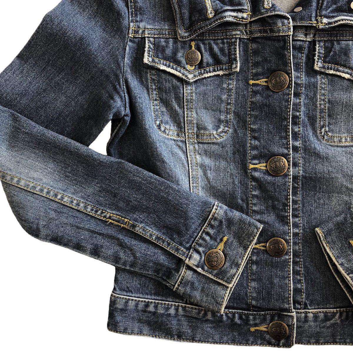 Japanese Brand Vintage Y2K Denim Trucker Jacket Women by OZOC Size XS / US 0-2 / IT 36-38 - 3 Thumbnail