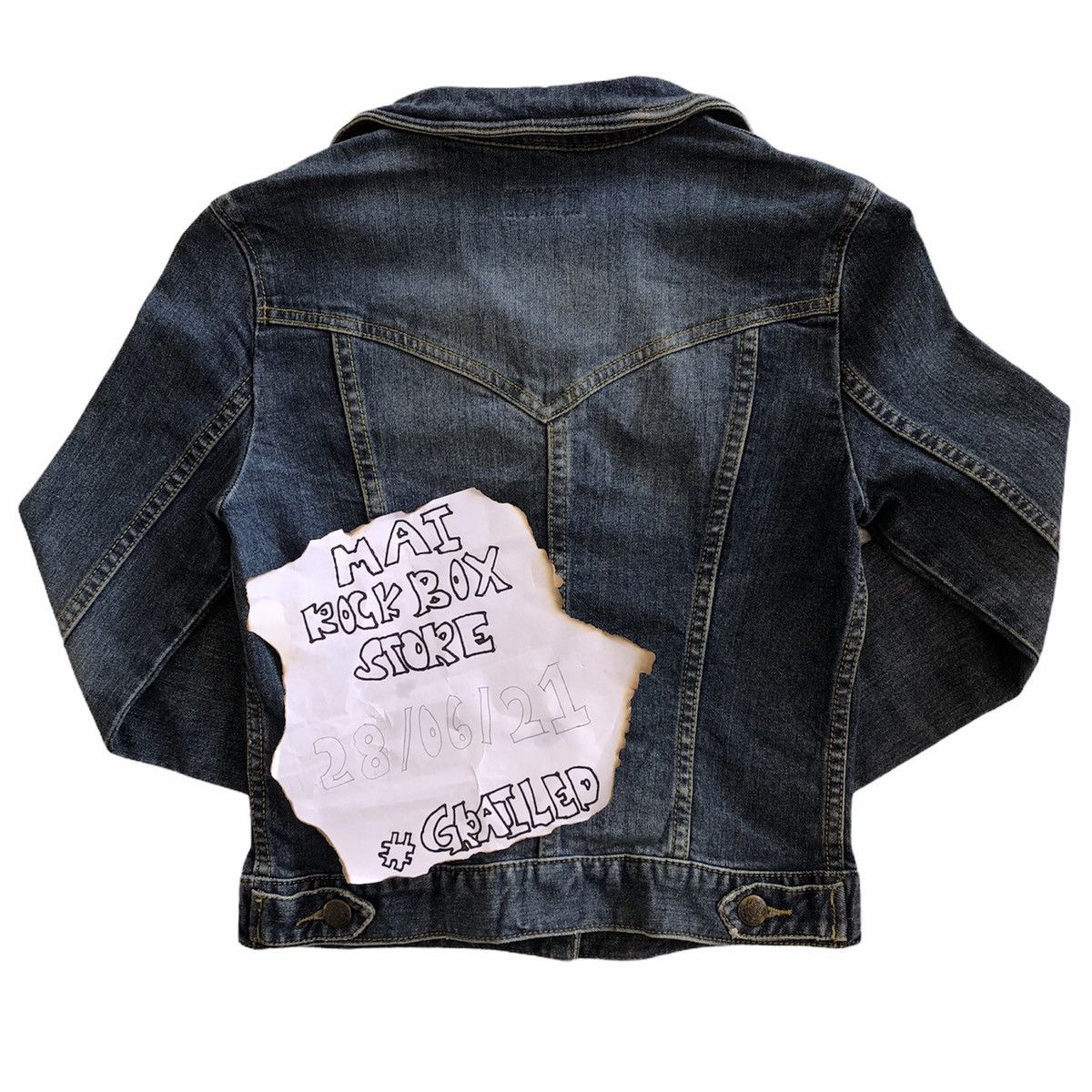 Japanese Brand Vintage Y2K Denim Trucker Jacket Women by OZOC Size XS / US 0-2 / IT 36-38 - 6 Thumbnail