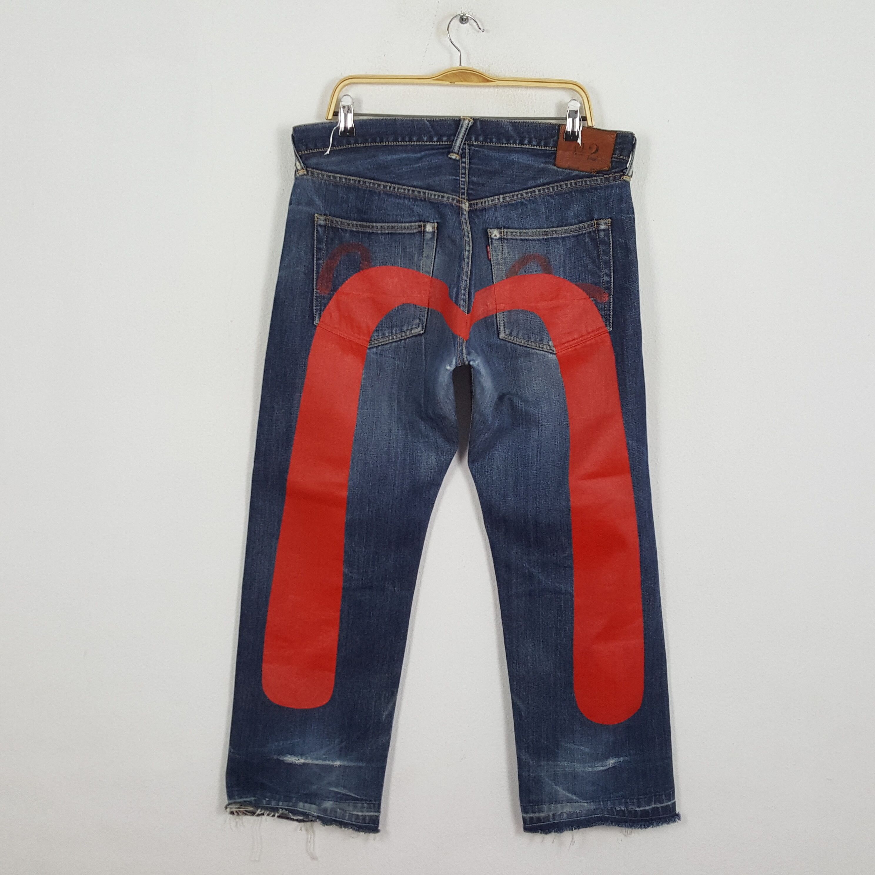Pre-owned Evisu X Vintage Evisu Daicock Custom Style Jeans In Blue Jean