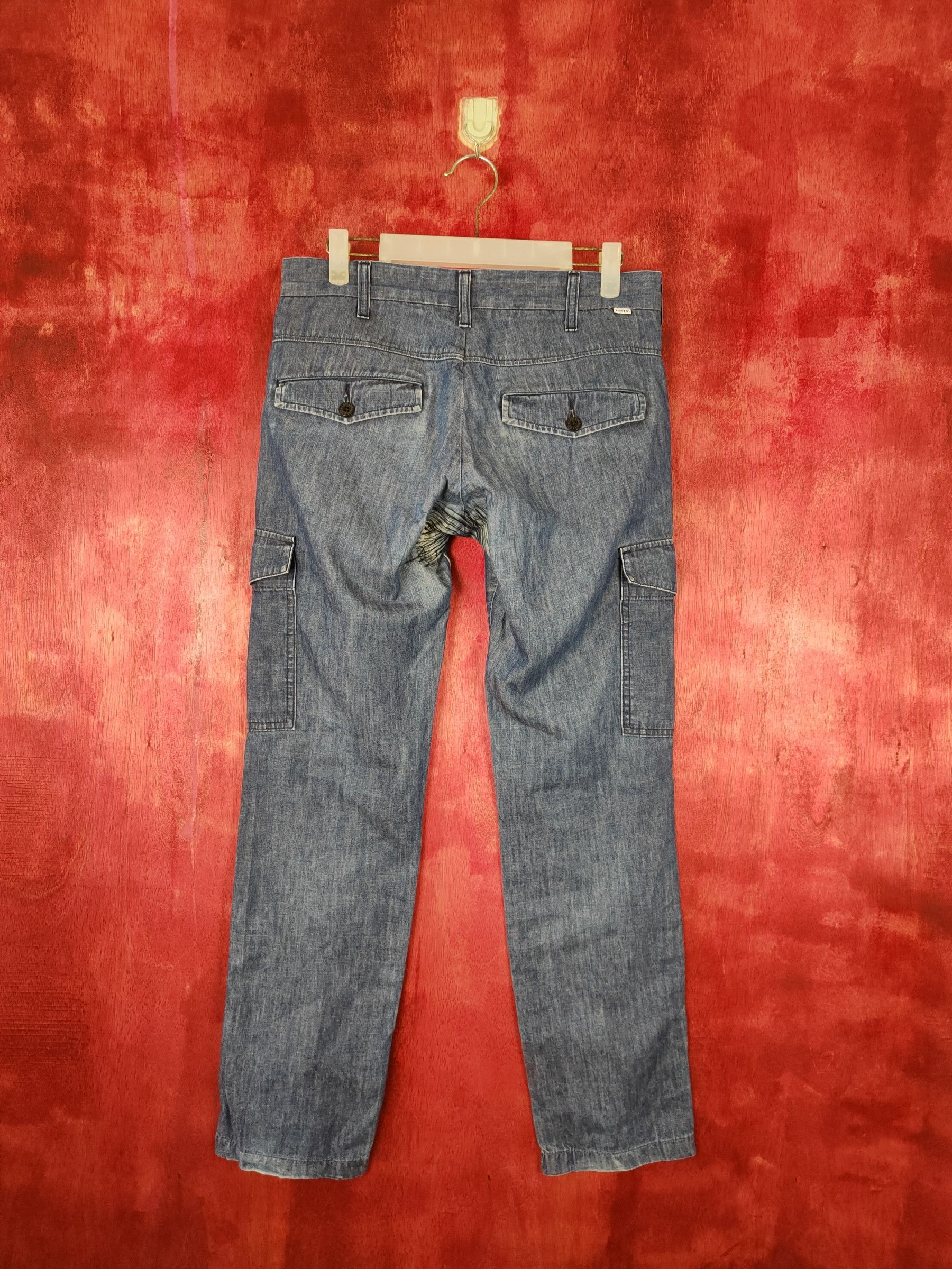 Japanese Brand Levi's Blue Soft Denim multipocket worker cargo Pants #S395 Size US 31 - 7 Thumbnail