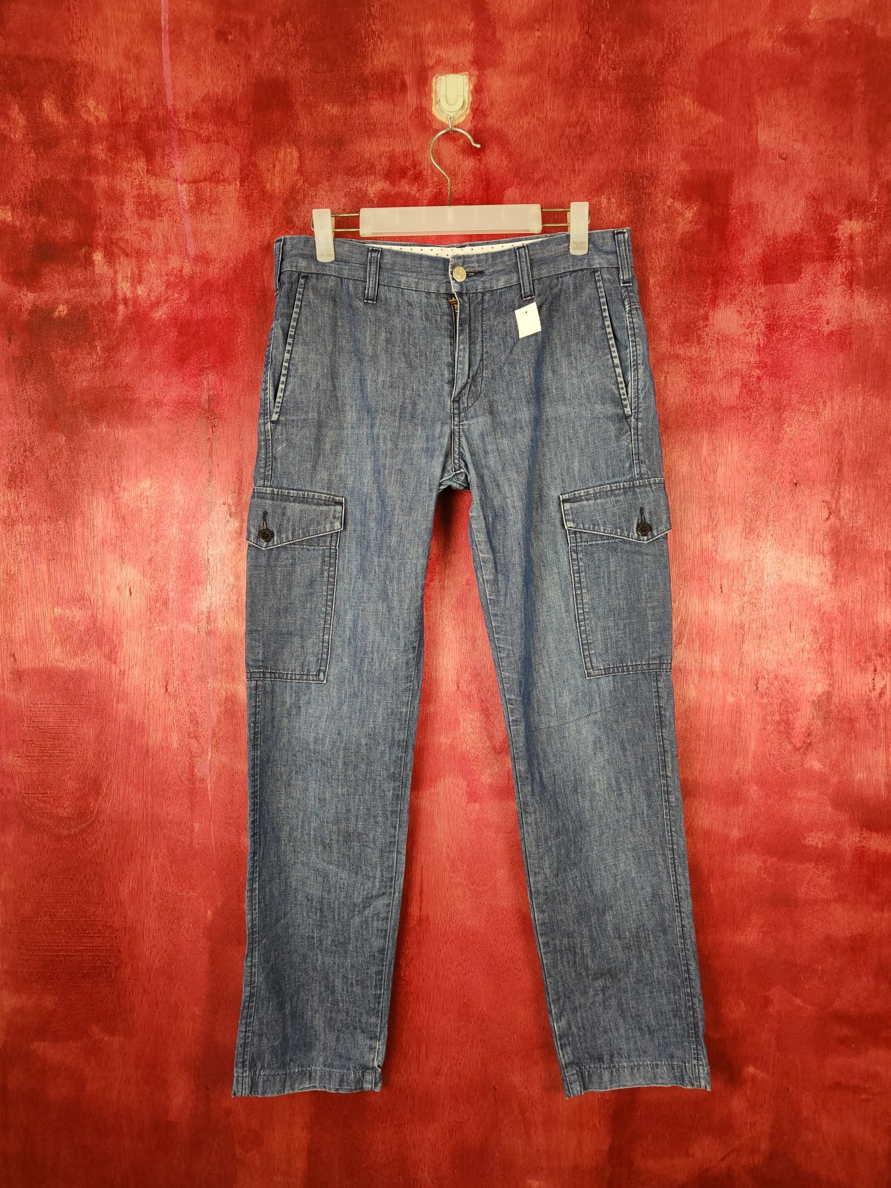 Japanese Brand Levi's Blue Soft Denim multipocket worker cargo Pants #S395 Size US 31 - 1 Thumbnail