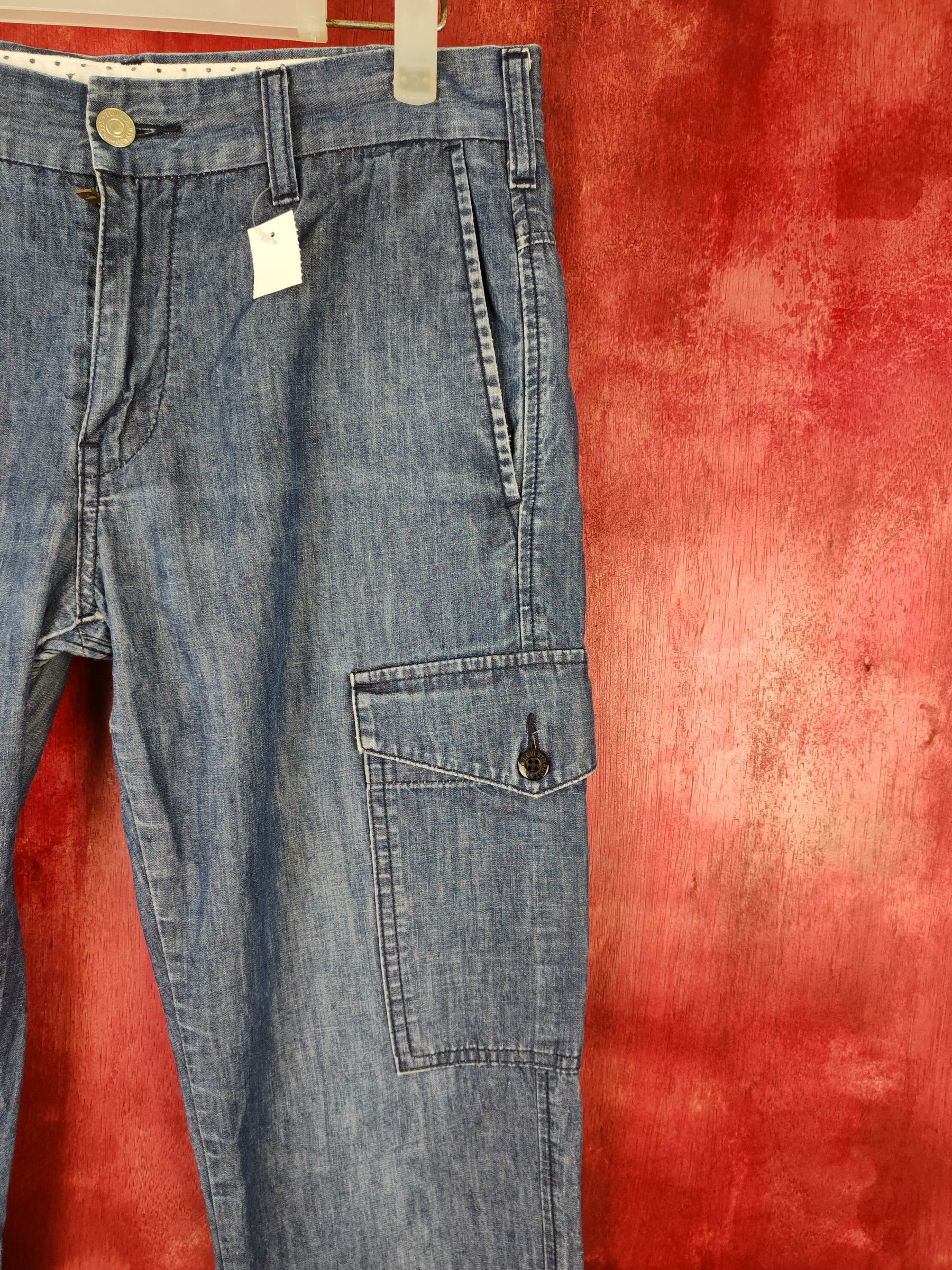 Japanese Brand Levi's Blue Soft Denim multipocket worker cargo Pants #S395 Size US 31 - 5 Thumbnail