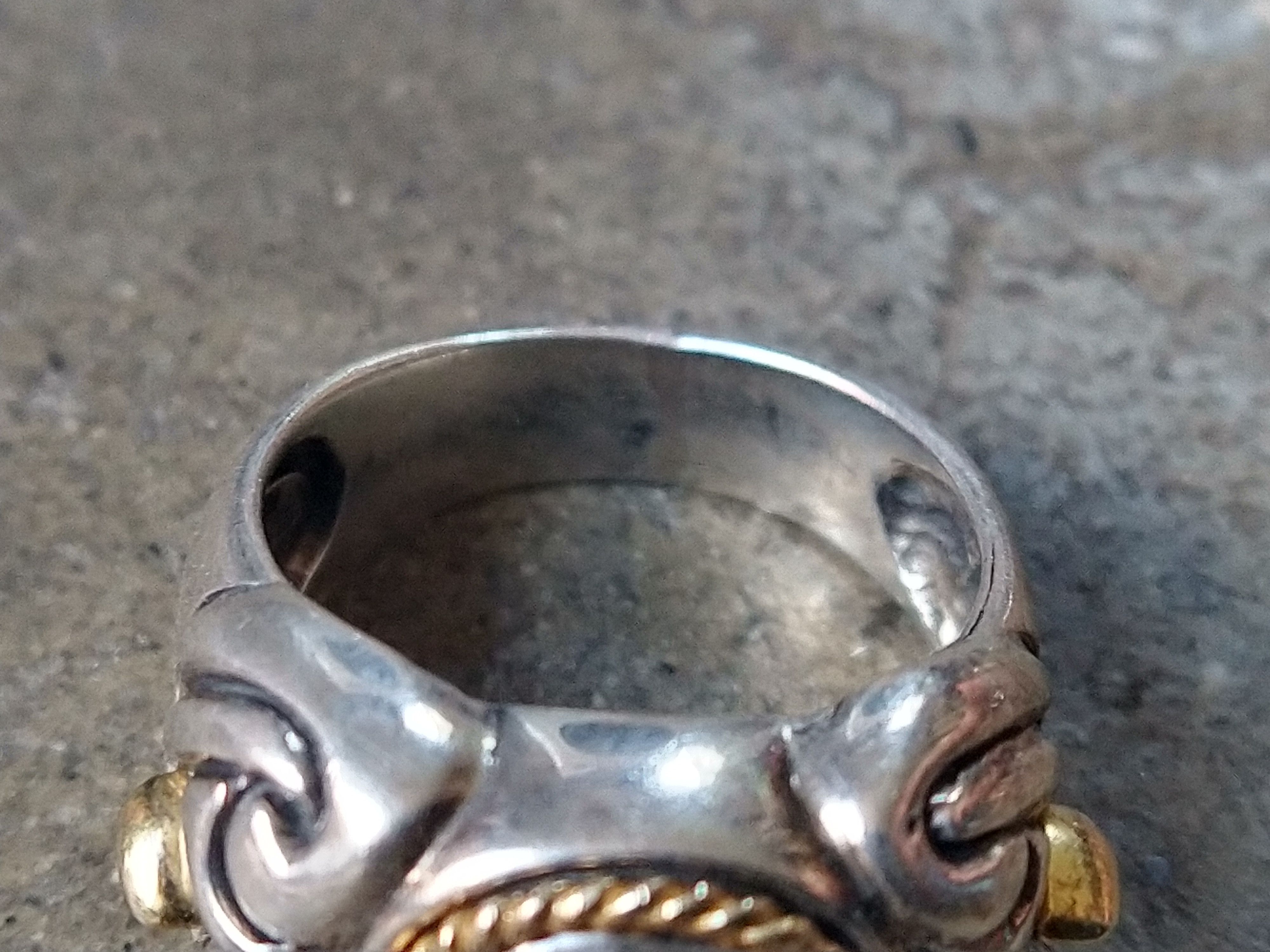 Jewelry Vintage Sterling Silver Ring 9.25 Yellow Glass Italy 10.6g Size ONE SIZE - 7 Thumbnail