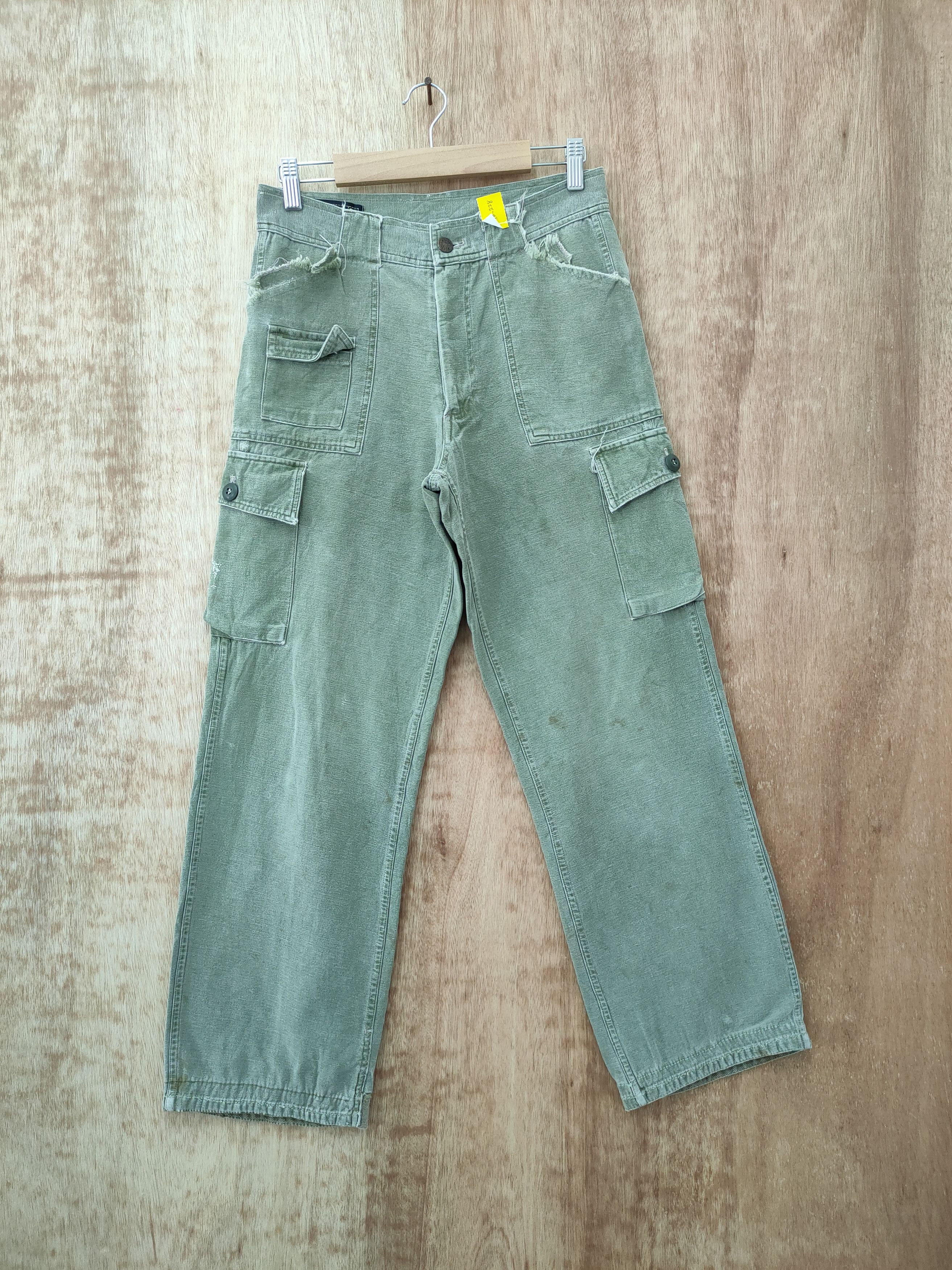 Japanese Brand DLL Blue Way vintage faded distressed cargo pants #46-228 Size US 27 - 1 Thumbnail