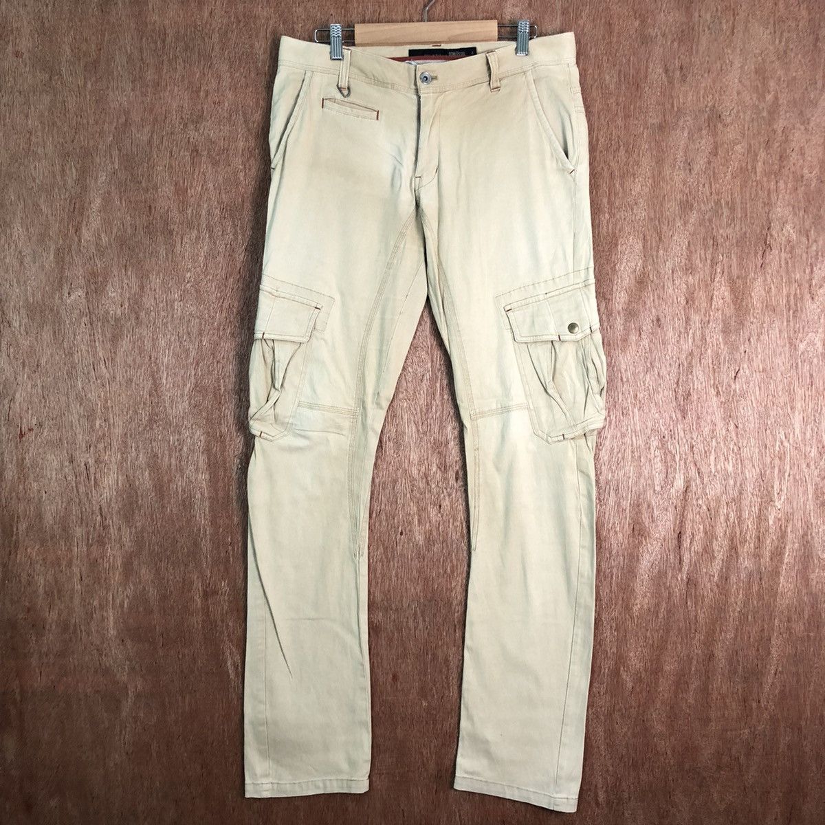 image of Distressed Denim x Schlussel Distressed Multipocket Tactical Cargo Pants C215 in Brown (Size 32)
