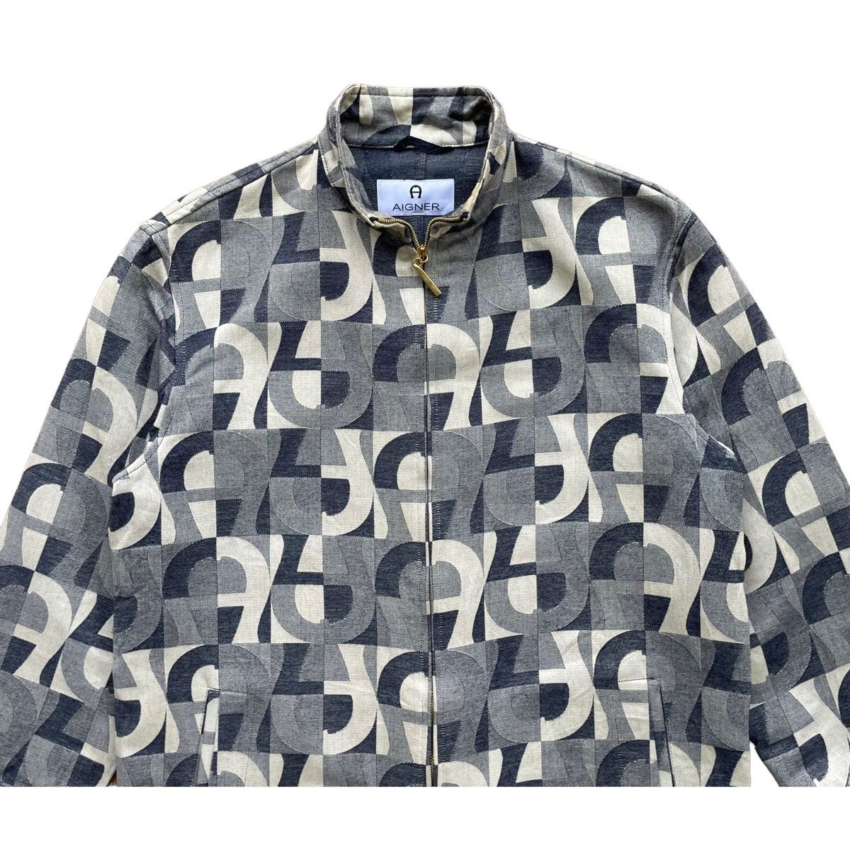Aigner × Designer 💥 AIGNER ITALY LUXURY MONOGRAM ZIPPER BELTED JACKET Size M / US 6-8 / IT 42-44 - 5 Thumbnail