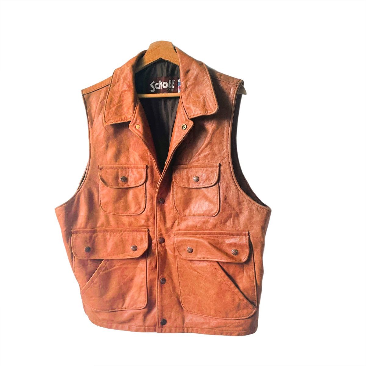 Schott × Vintage 💥 RARE SCHOTT USA COWHIDE LEATHER JACKET Size US L / EU 52-54 / 3 - 1 Thumbnail