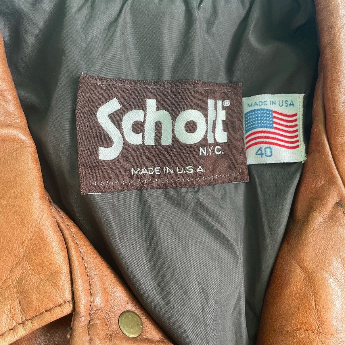 Schott × Vintage 💥 RARE SCHOTT USA COWHIDE LEATHER JACKET Size US L / EU 52-54 / 3 - 4 Thumbnail