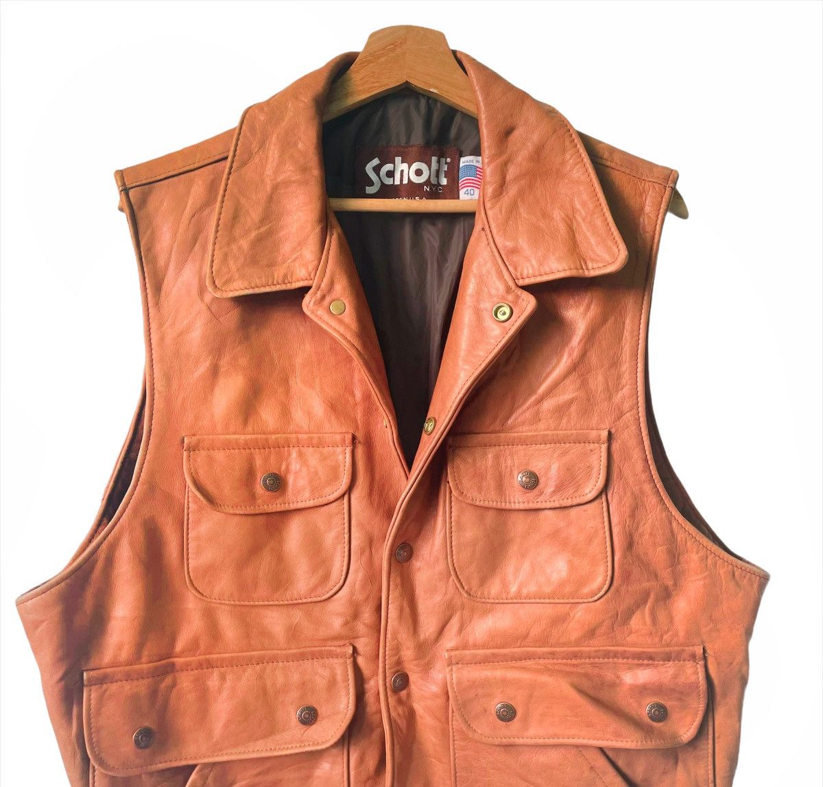 Schott × Vintage 💥 RARE SCHOTT USA COWHIDE LEATHER JACKET Size US L / EU 52-54 / 3 - 2 Thumbnail