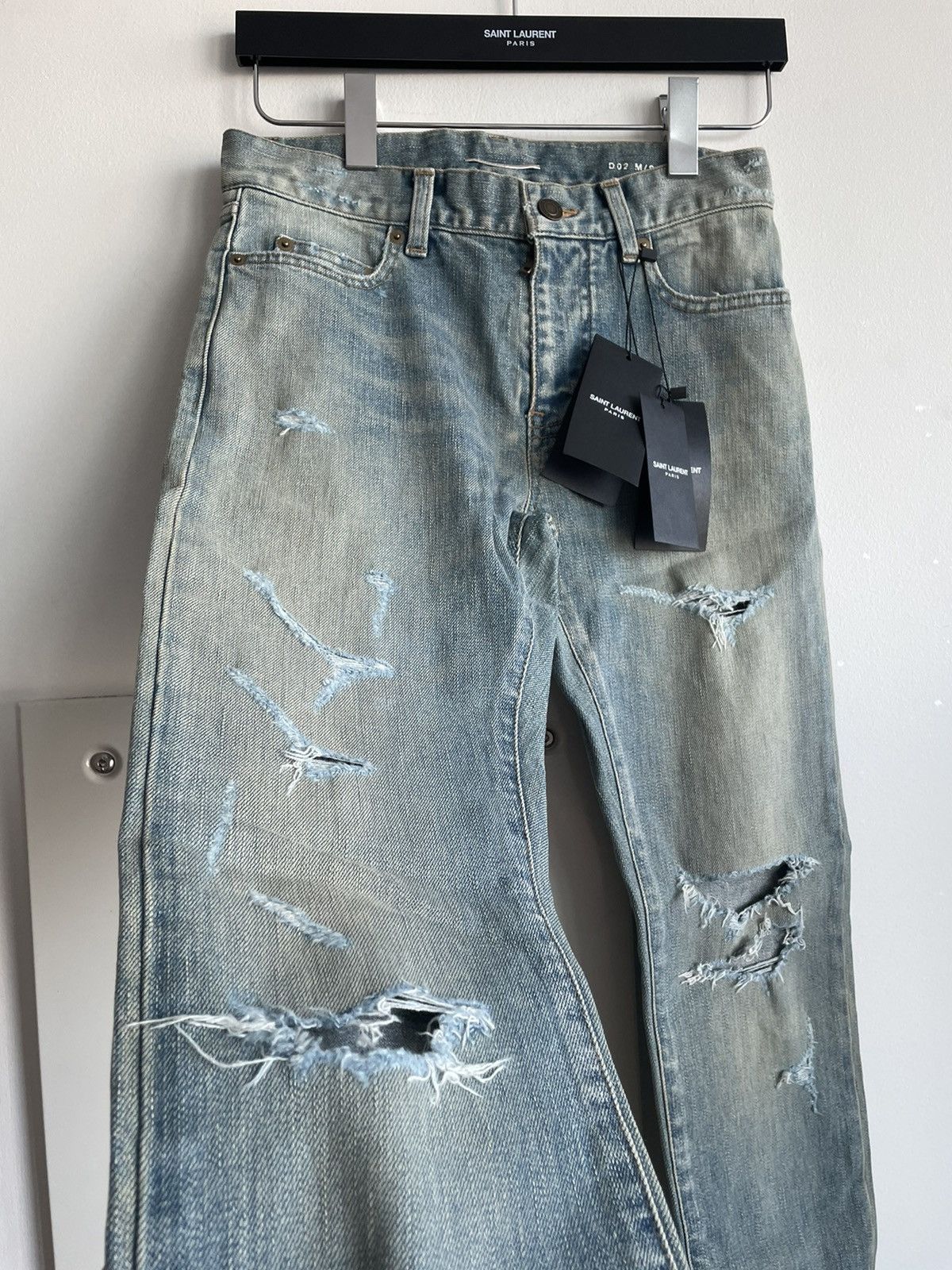 Saint Laurent Paris Sold Extremely Rare Brand NEW Runway Hedi Trash Crash Denim Size US 27 - 6 Thumbnail